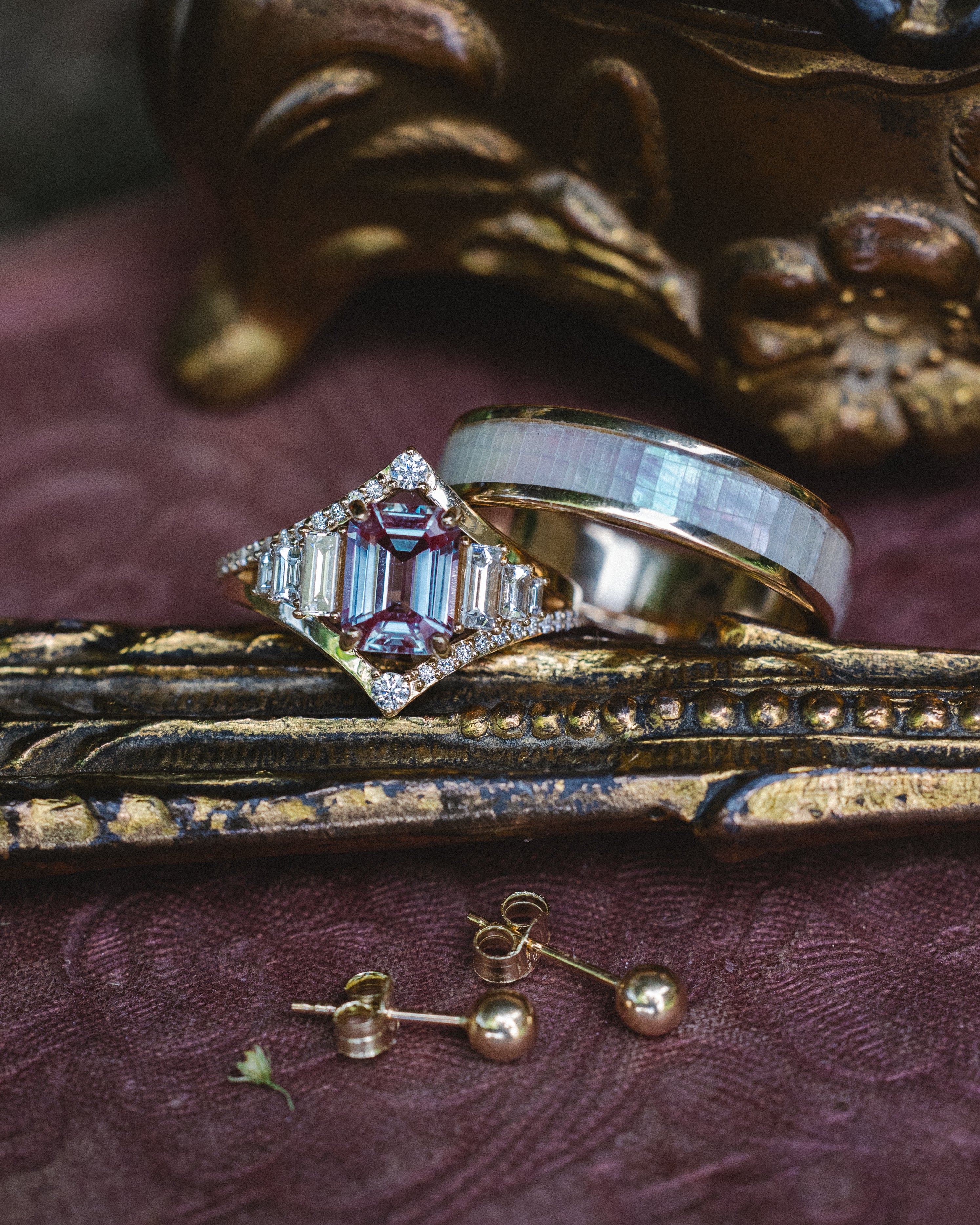 "RAINIER" - MOTHER OF PEARL WEDDING RING-Staghead Designs