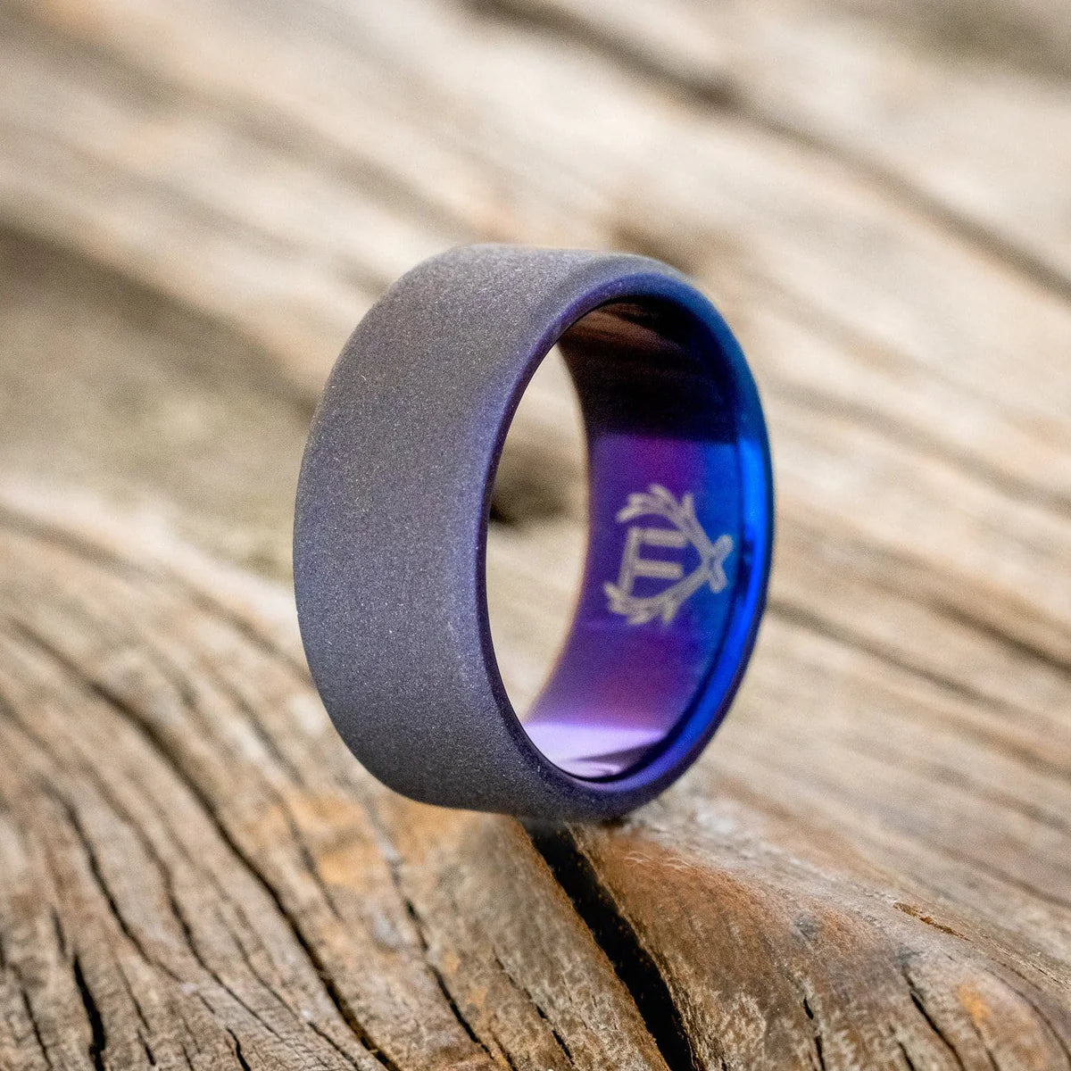 Fire-Treated Titanium Wedding Ring With Sandblasted Finish - Titanium (8mm) - Size 7 3/4