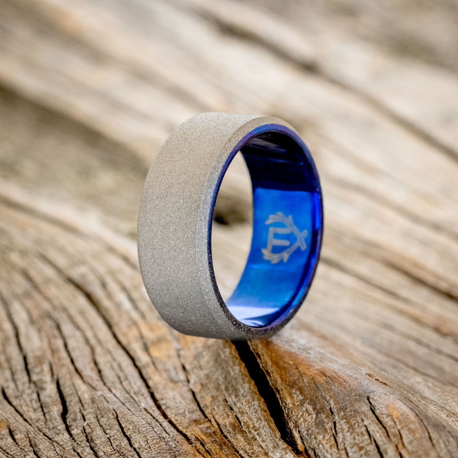 FIRE-TREATED TITANIUM WEDDING RING WITH SANDBLASTED FINISH - READY TO SHIP-1