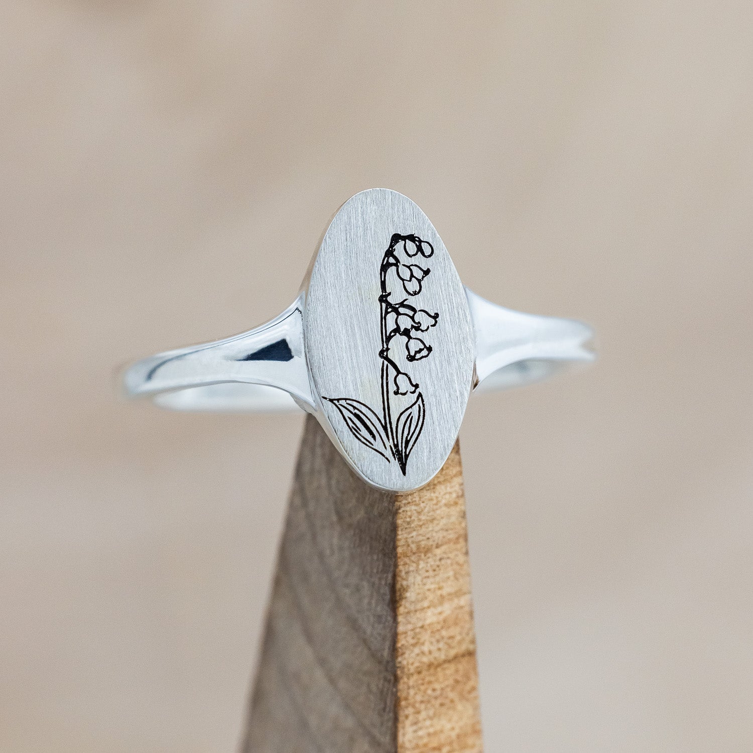 "LILY OF THE VALLEY" - ENGRAVABLE SIGNET RING-1