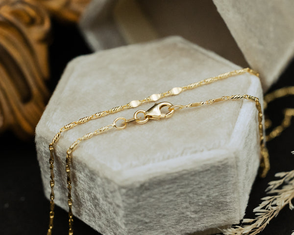 LUMICINA CHAIN WITH FLAT DISC STATIONS IN 14K YELLOW GOLD-3