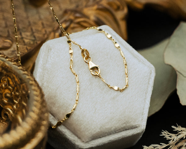 LUMICINA CHAIN WITH FLAT DISC STATIONS IN 14K YELLOW GOLD-4