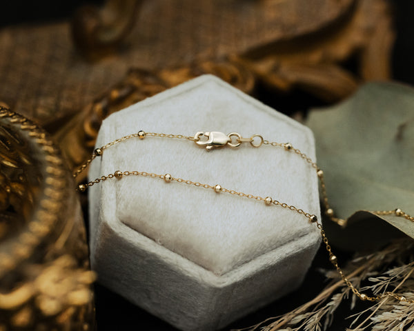 FACETED BEAD SATURN CHAIN NECKLACE IN 14K YELLOW GOLD-3