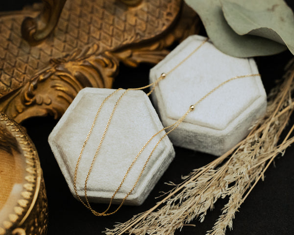 DUO CABLE CHAIN ADJUSTABLE NECKLACE IN 14K YELLOW GOLD-2