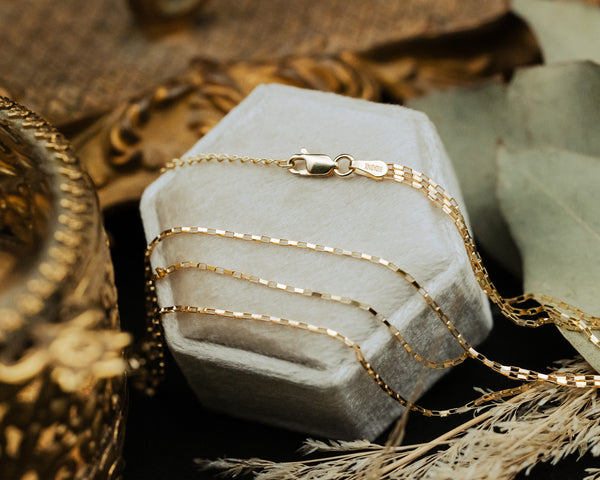 TRIPLE GRADUATED BOX LINK NECKLACE IN 14K YELLOW GOLD-3