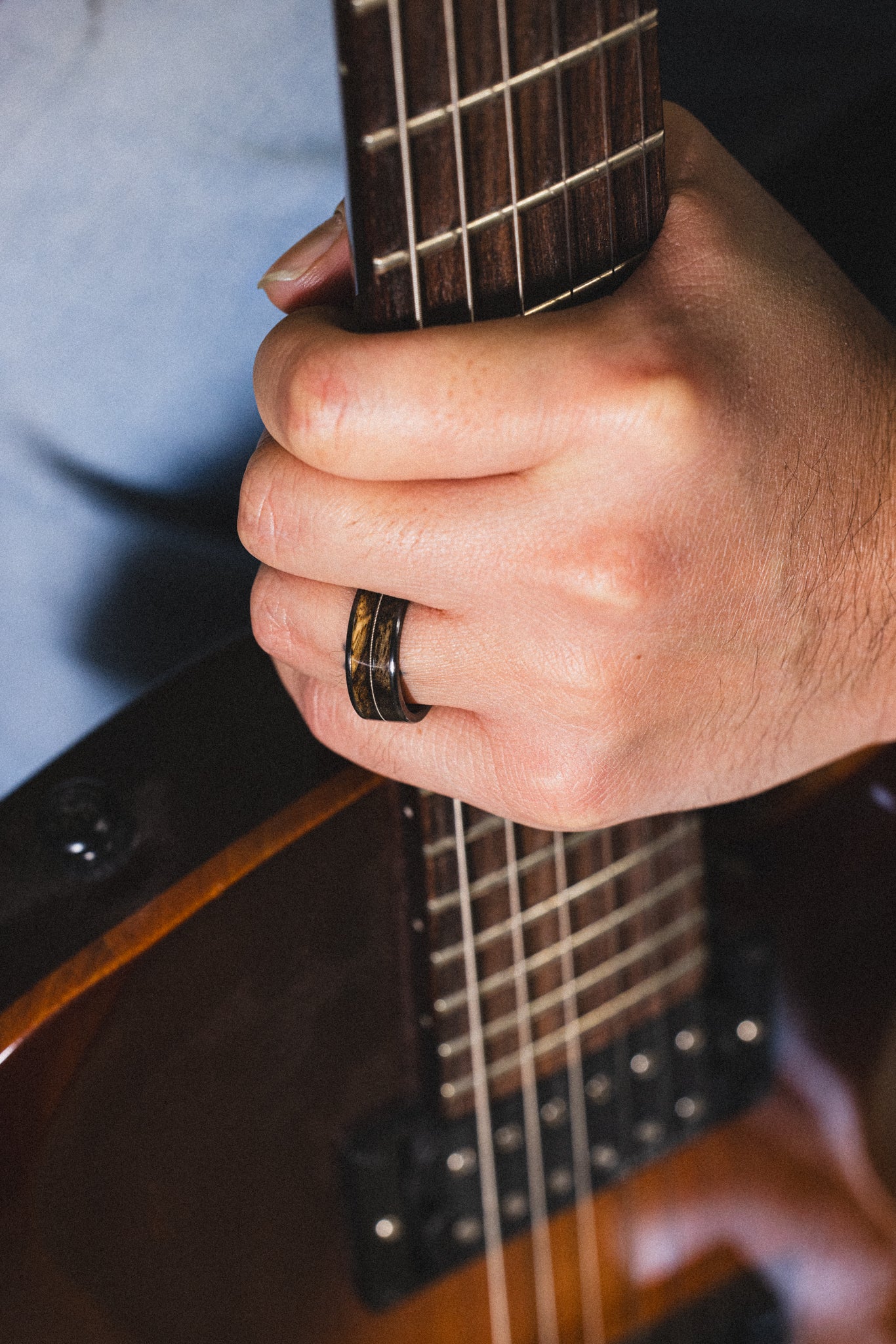 "RAINIER" - SPALTED MAPLE WOOD & GUITAR STRING WEDDING BAND-10