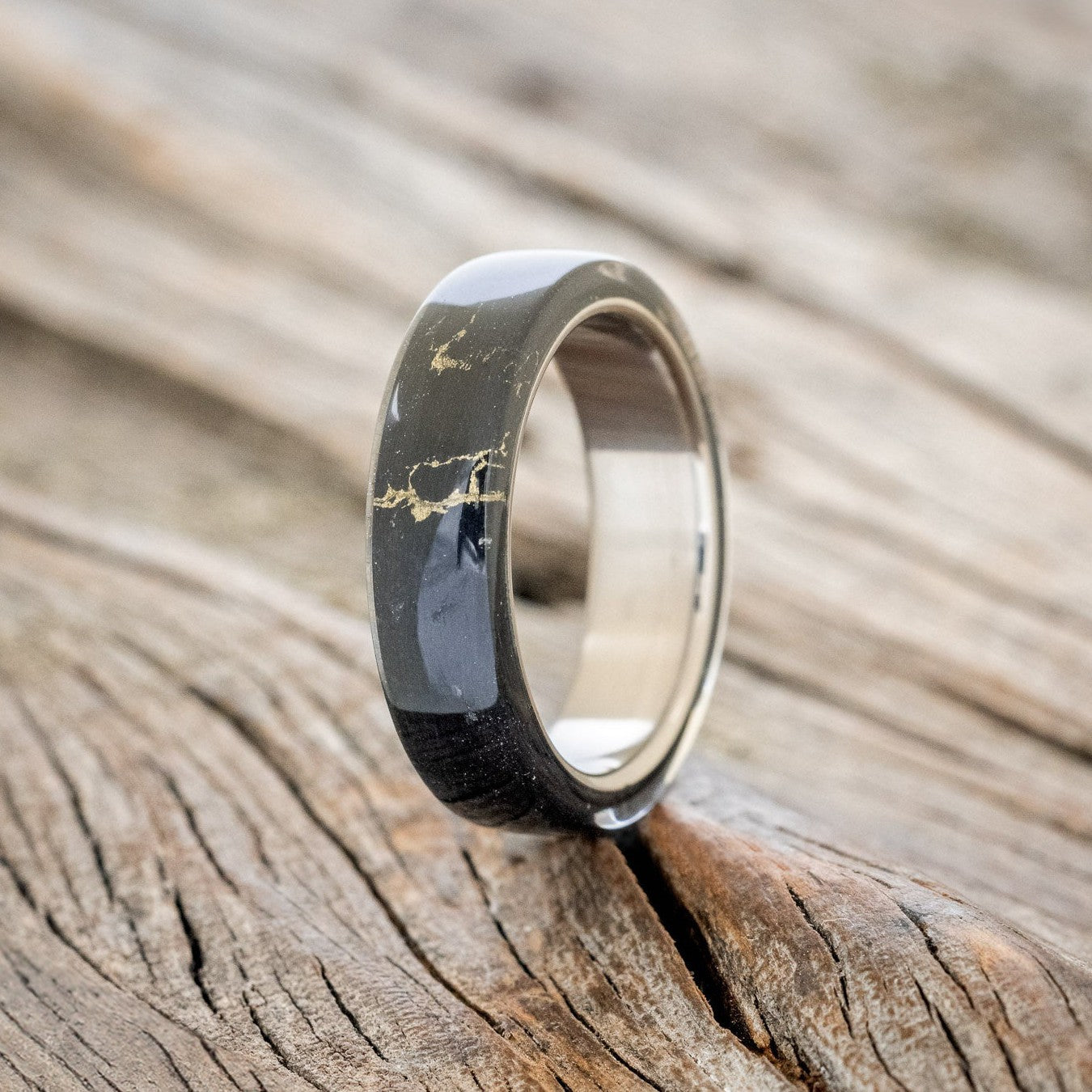 "HAVEN" - BLACK & GOLD MATRIX TRUSTONE WEDDING BAND-1