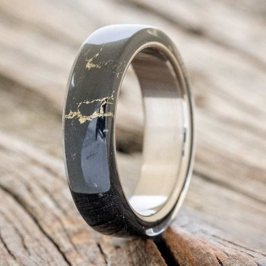 "Haven" - Black & Gold Matrix TruStone Wedding Band-Staghead Designs