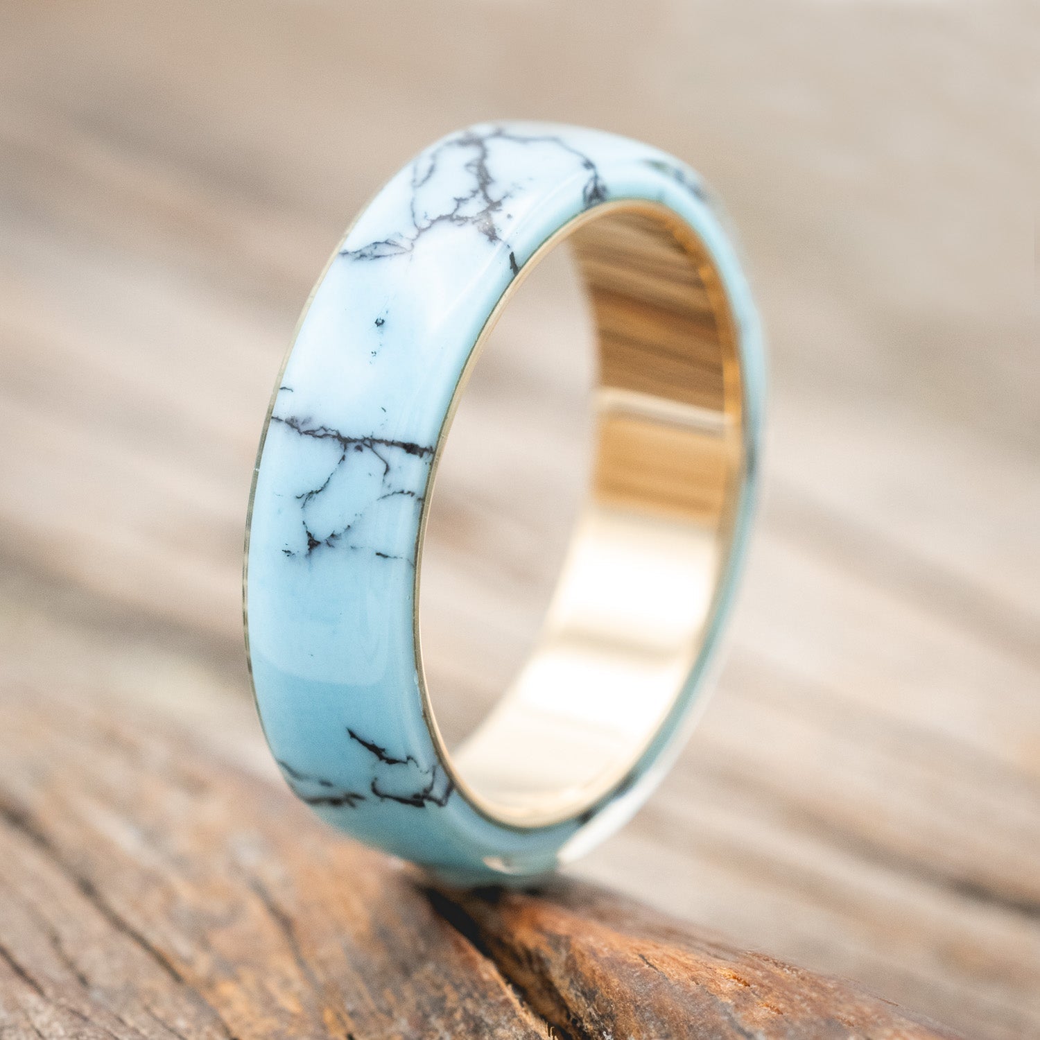 "HAVEN" - TURQUOISE & BLACK MATRIX TRUSTONE WEDDING BAND-Staghead Designs