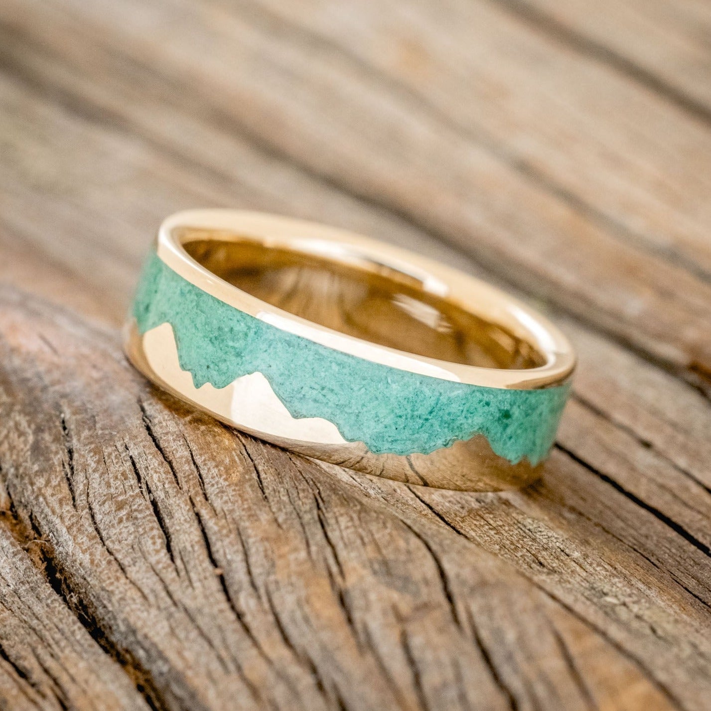 "HELIOS" - MALACHITE MOUNTAIN RANGE WEDDING BAND-1