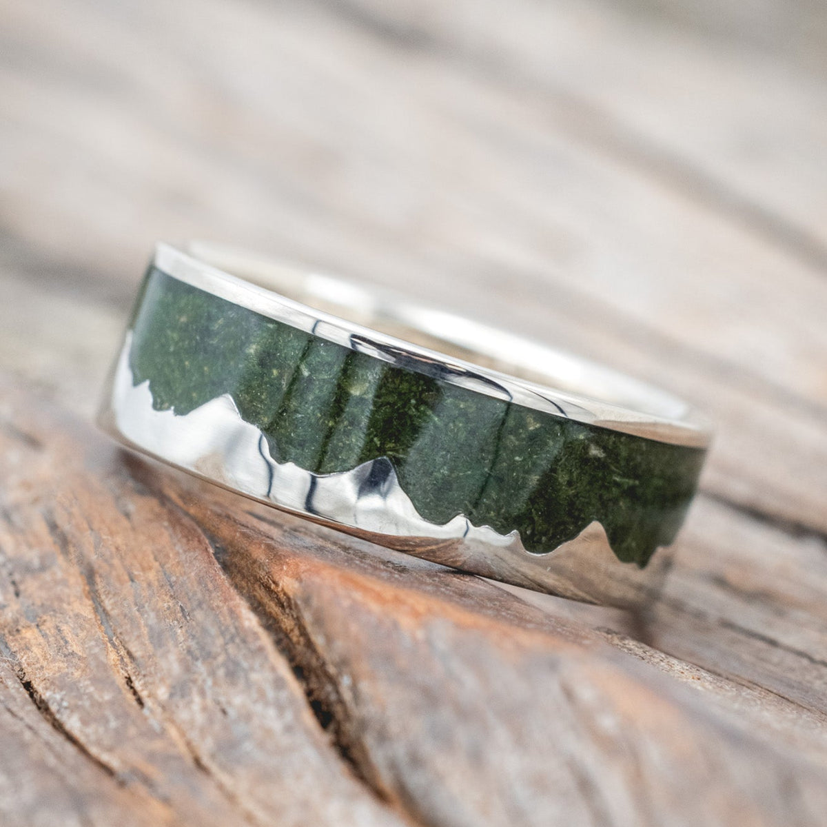 "HELIOS" - MOSS MOUNTAIN RANGE WEDDING BAND-Staghead Designs
