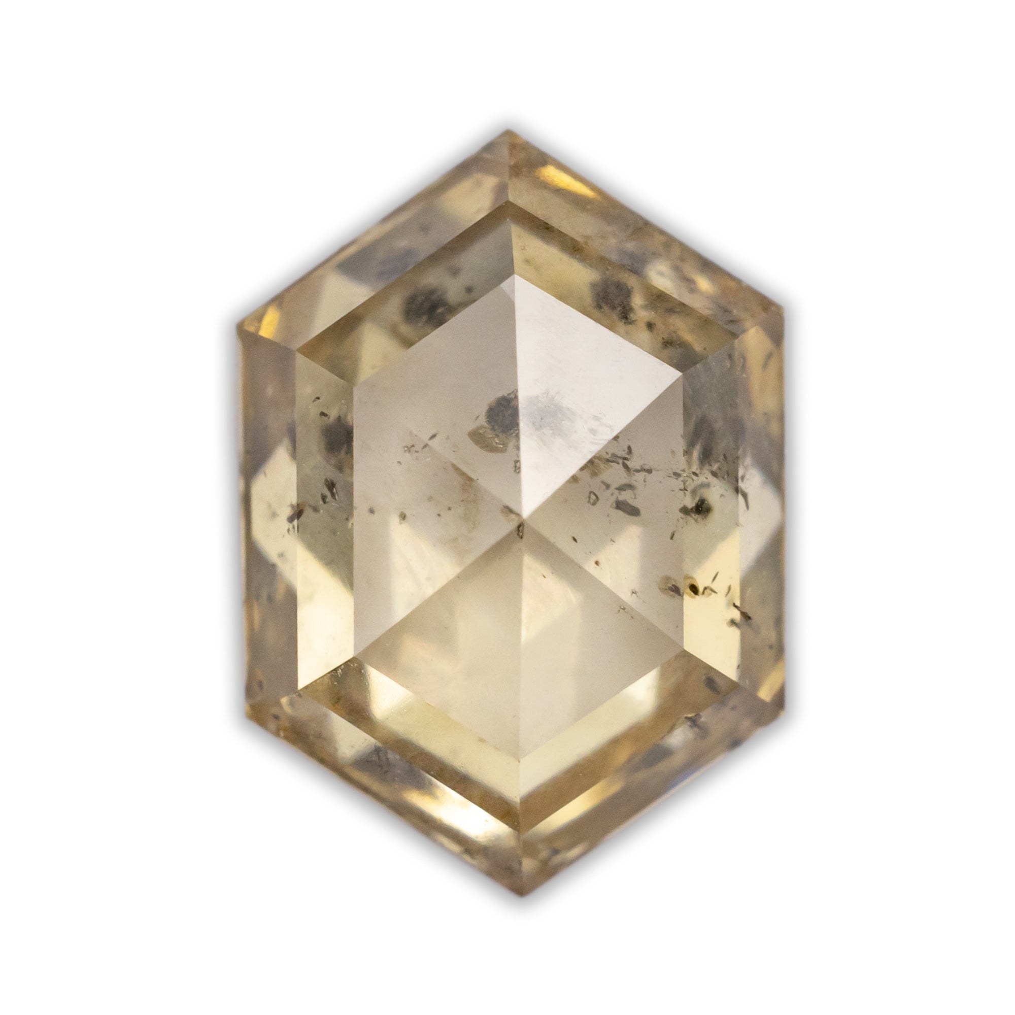 1.78ct 9.16x6.52mm HEXAGON DOUBLE CUT CHAMPAGNE SALT & PEPPER DIAMOND-Staghead Designs
