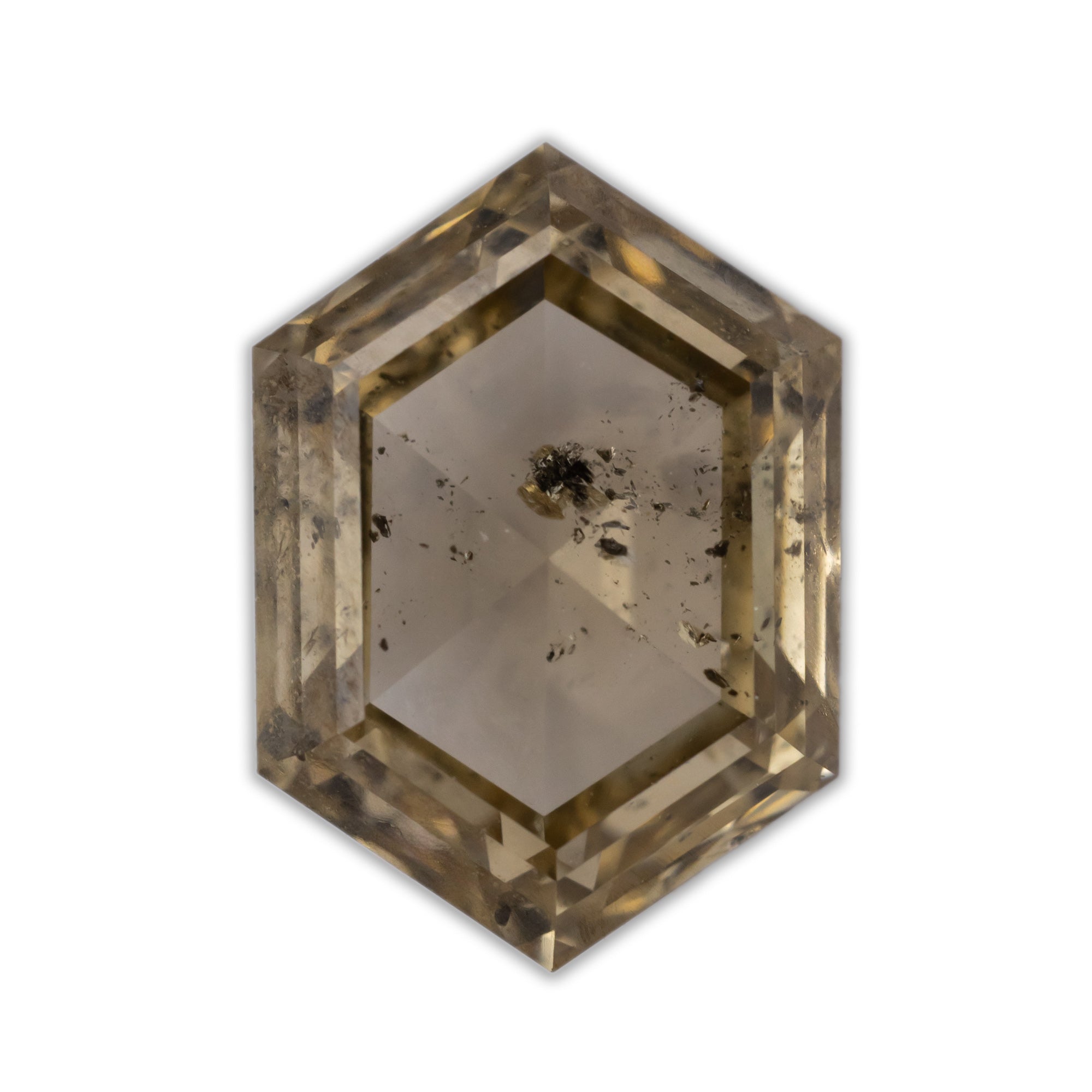 1.78ct 9.16x6.52mm HEXAGON DOUBLE CUT CHAMPAGNE SALT & PEPPER DIAMOND-Staghead Designs