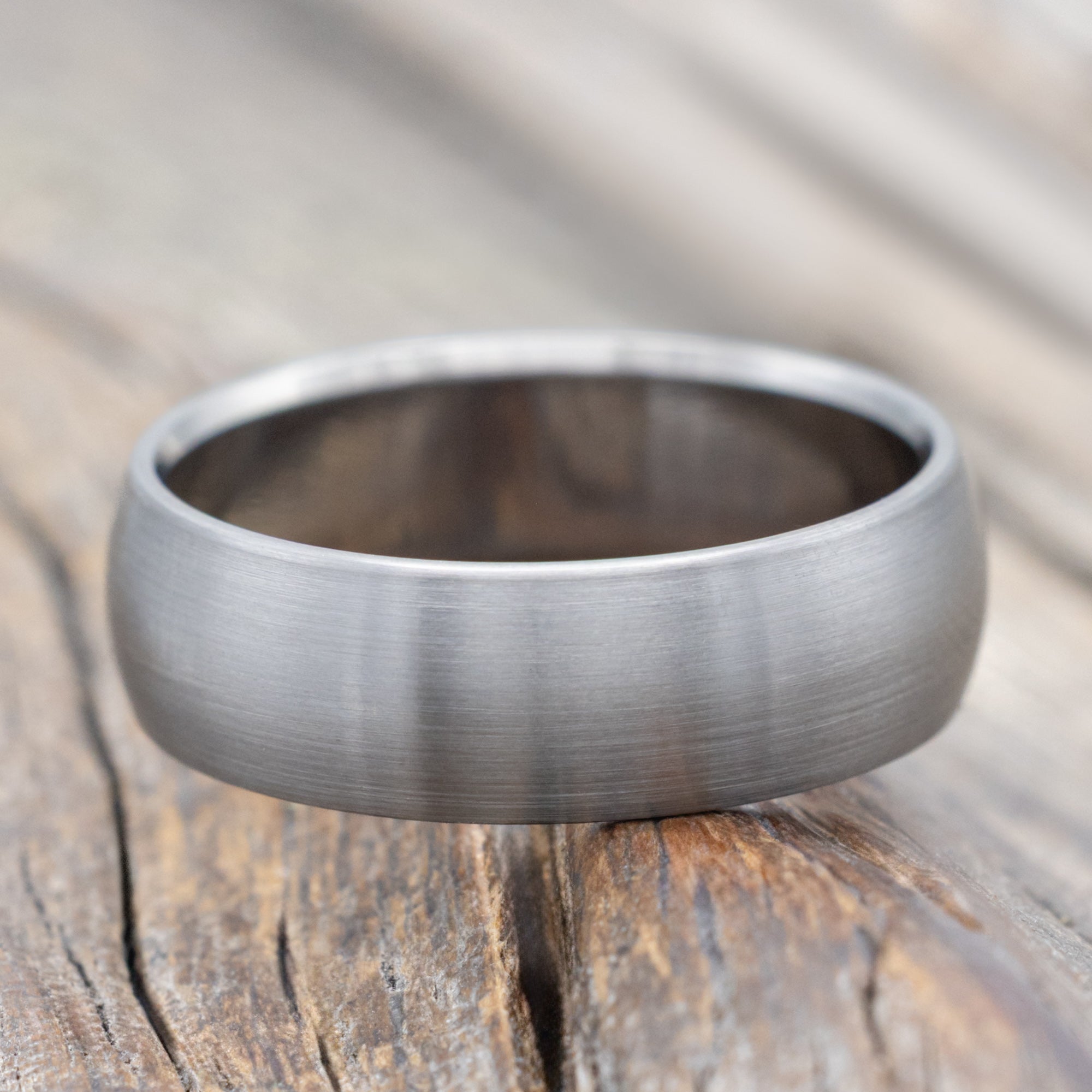 Domed Solid Metal Wedding Band With A Brushed Finish-Staghead Designs