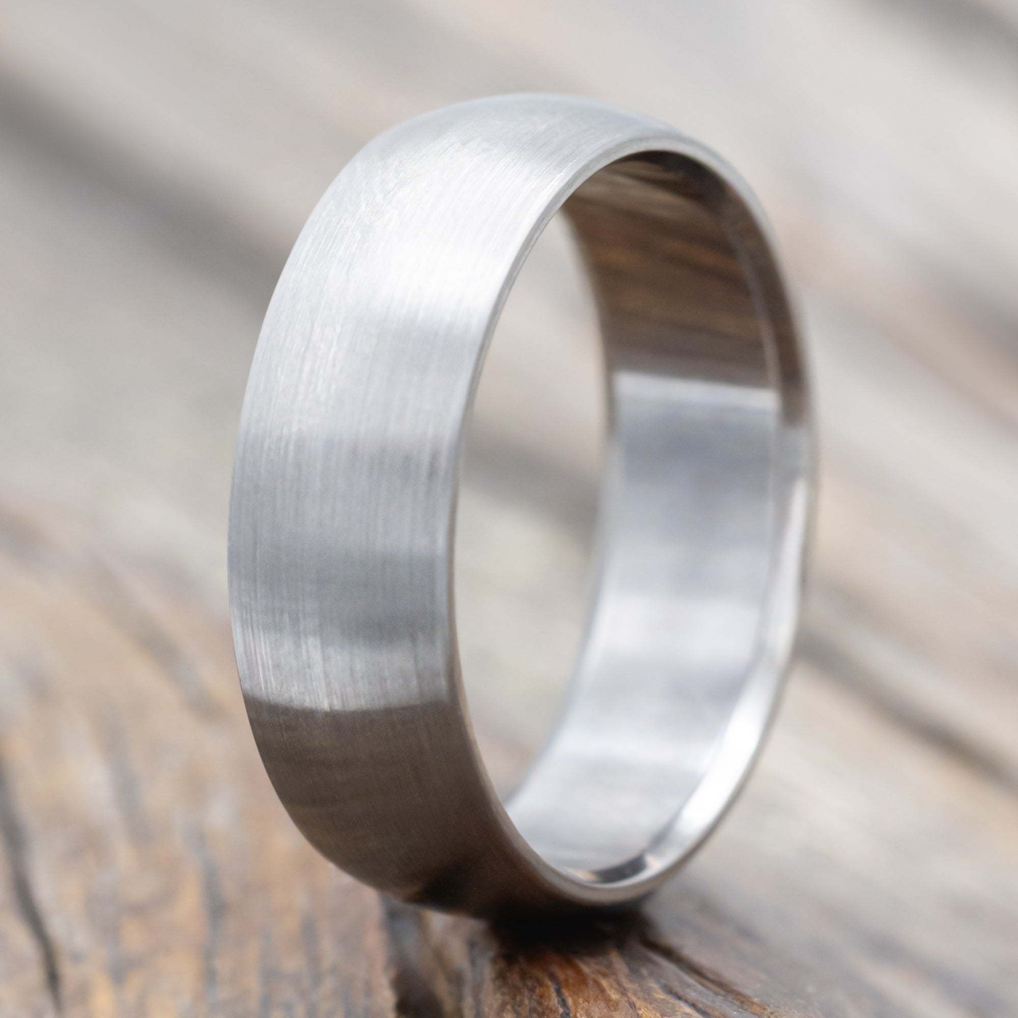 Domed Solid Metal Wedding Band With A Brushed Finish-Staghead Designs