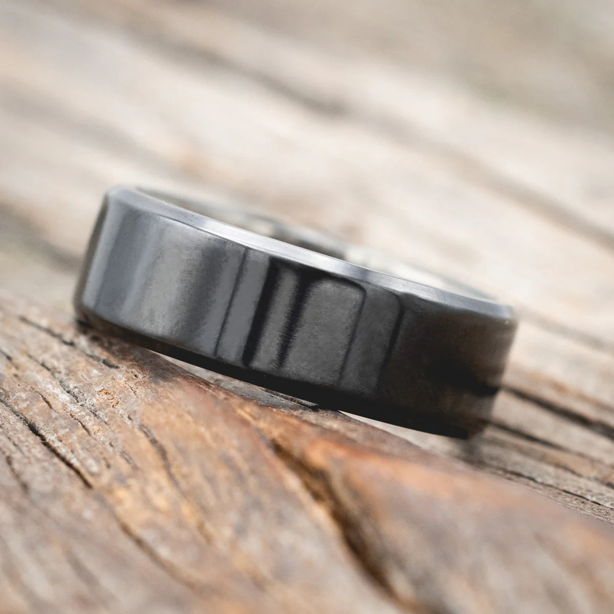 IRONWOOD LINED WEDDING BAND - BLACK ZIRCONIUM - SIZE 12-Staghead Designs