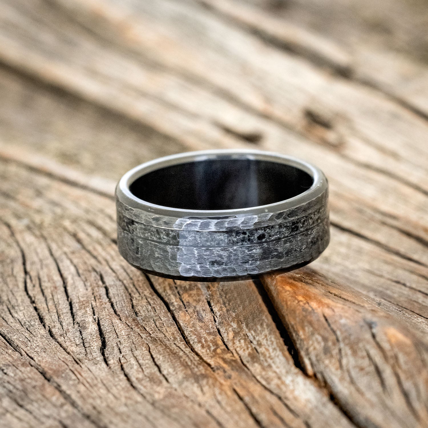 "VERTIGO" - MOONSTONE WEDDING RING IN A HAMMERED FINISH-3