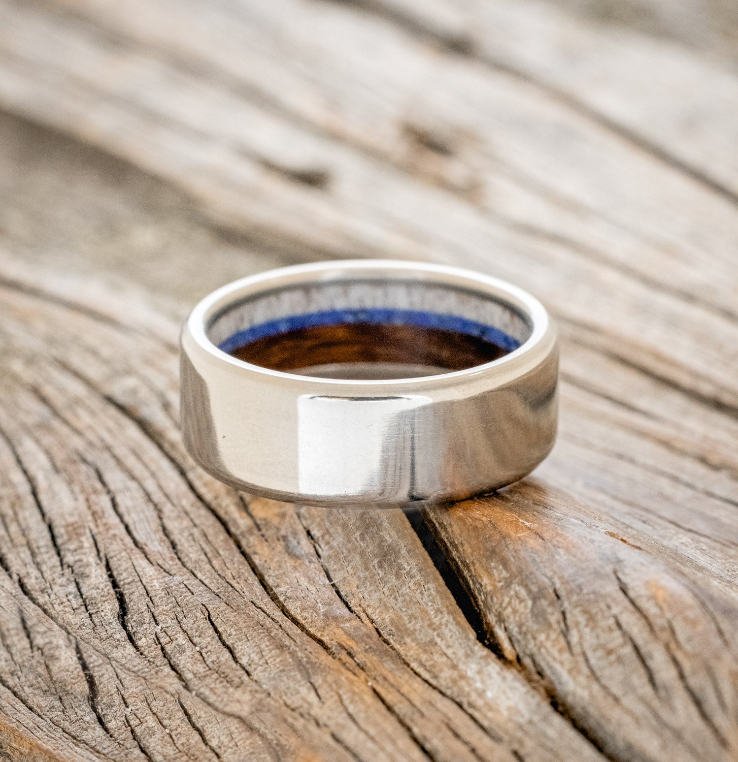 "ARGOS" - ANTLER, IRONWOOD & LAPIS LAZULI WEDING RING-6