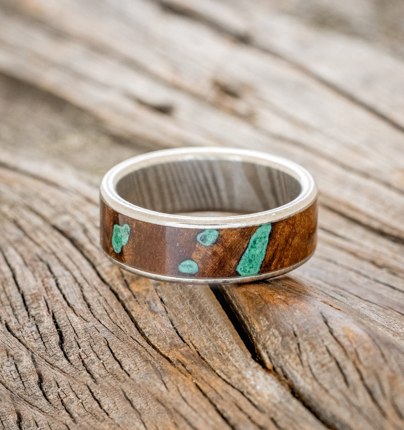 "RAINIER" - REDWOOD & MALACHITE WEDDING BAND-3