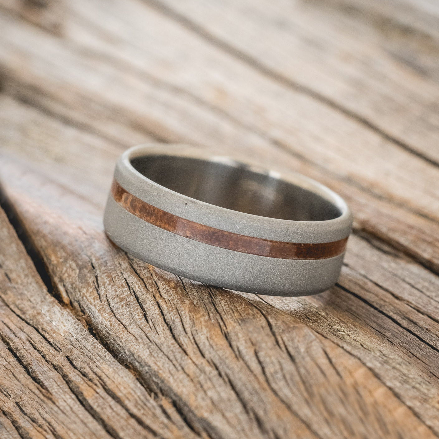 "VERTIGO" - REDWOOD WEDDING BAND WITH SANDBLASTED FINISH-2