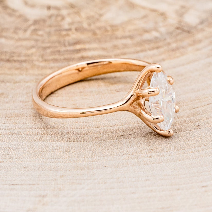 "TULIP" - MARQUISE CUT MOISSANITE SOLITAIRE ENGAGEMENT RING-2