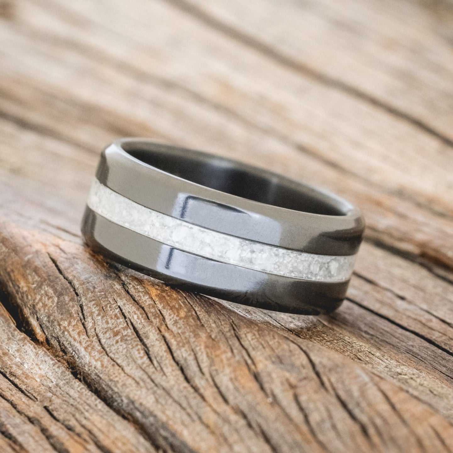 "NIRVANA" - CENTERED INLAY WEDDING BAND-Staghead Designs