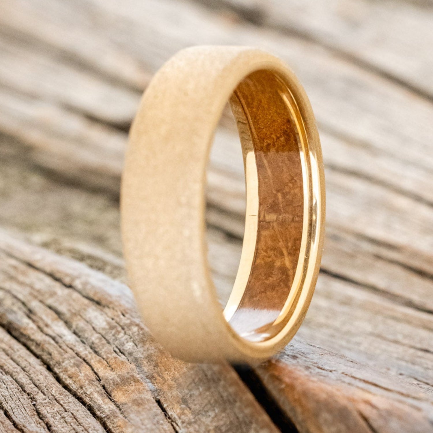WHISKEY BARREL CHANNEL LINED RING WITH SANDBLASTED FINISH-10