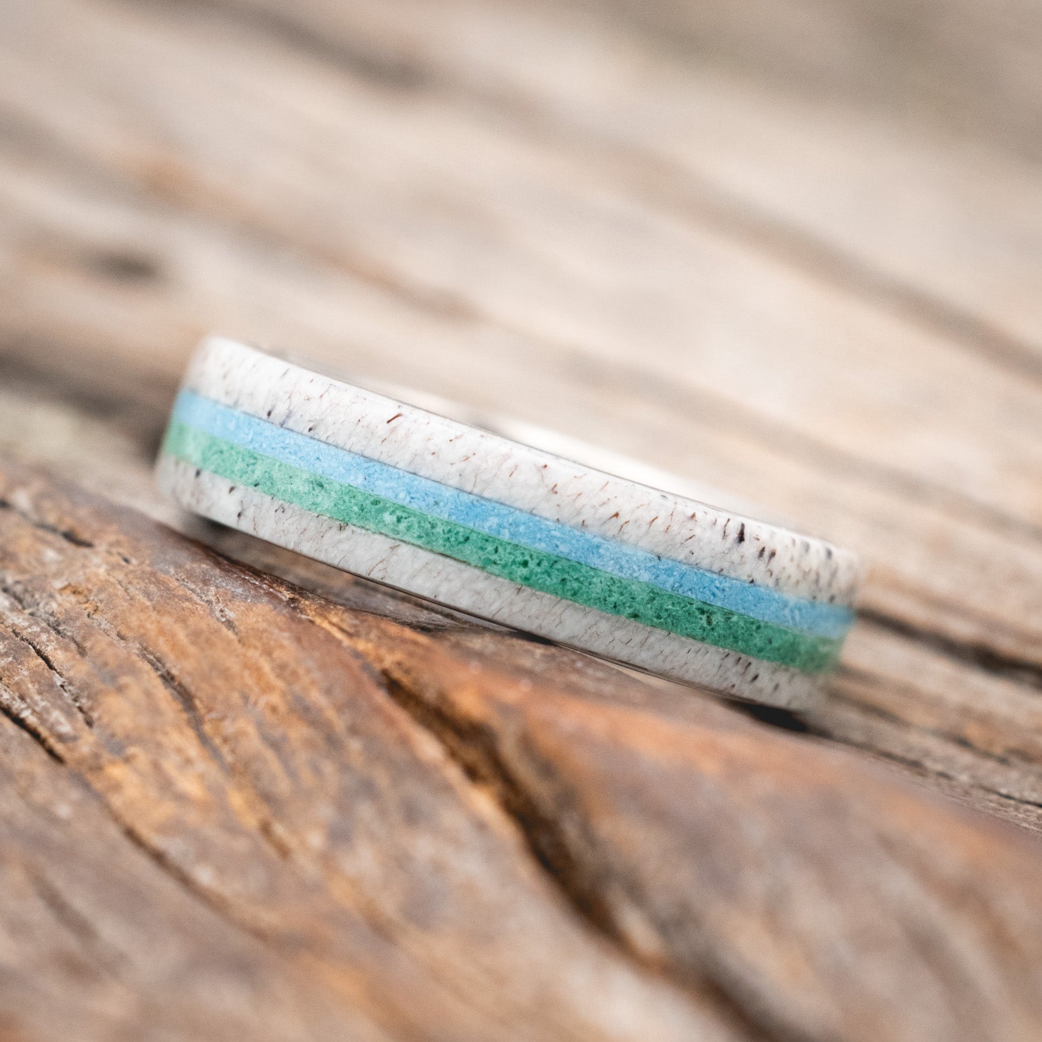 "CANYON" - MALACHITE, ANTLER & TURQUOISE WEDDING BAND-Staghead Designs