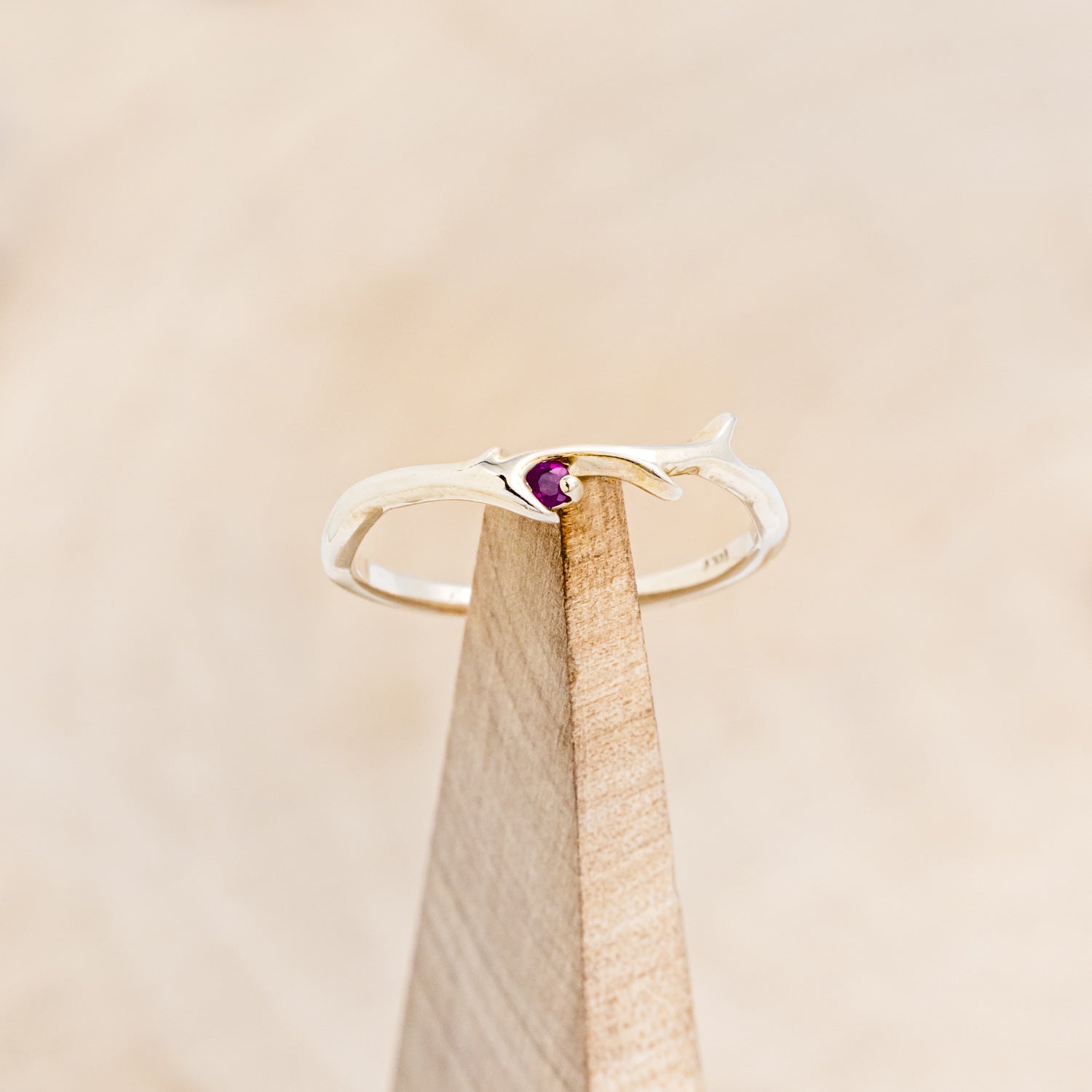 "ARTEMIS" STACKER - ANTLER-STYLE STACKING BAND WITH A BIRTHSTONE ACCENT-Staghead Designs