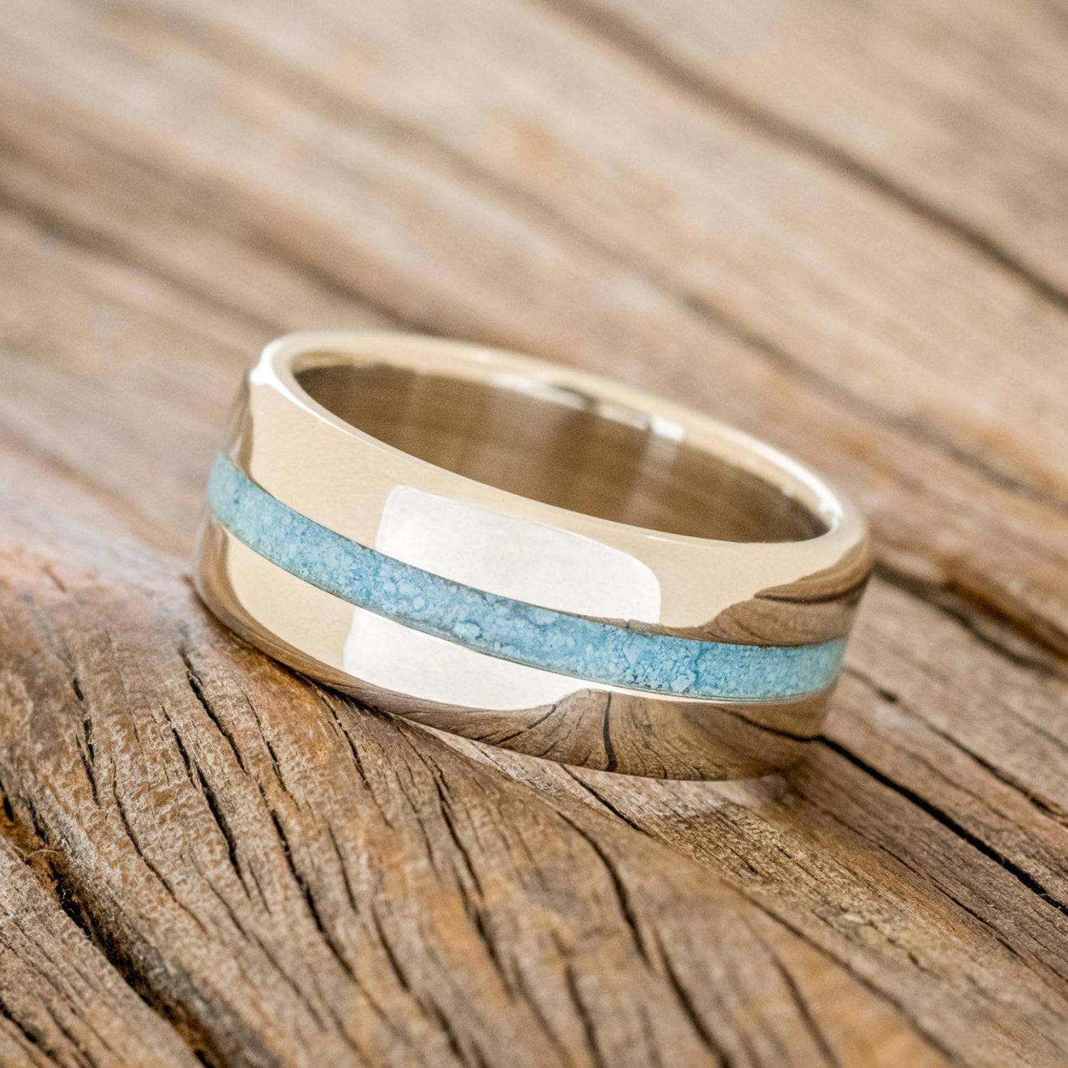 "NIRVANA" - CENTERED INLAY WEDDING BAND-Staghead Designs