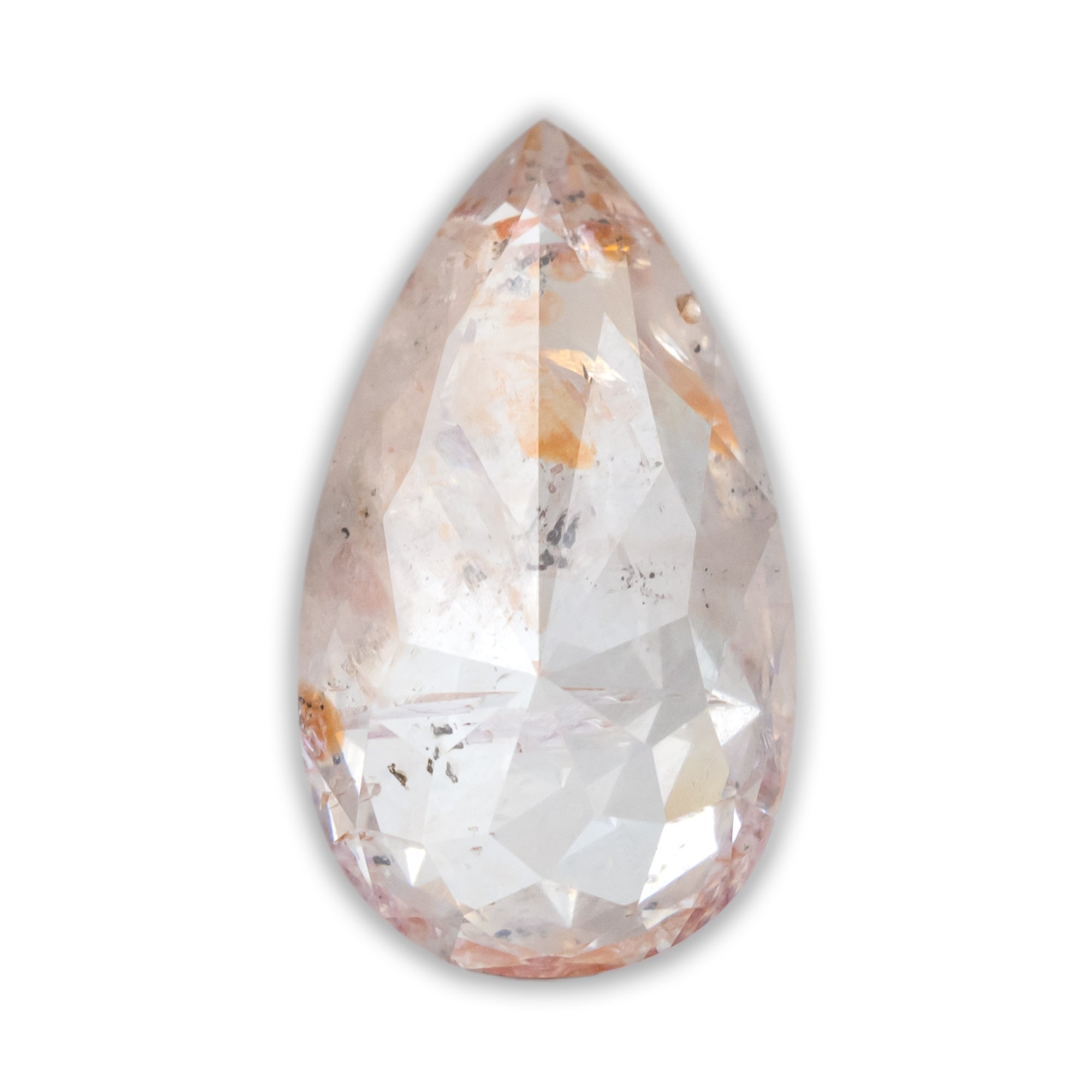 Pear cut icy salt & pepper diamond on a white background