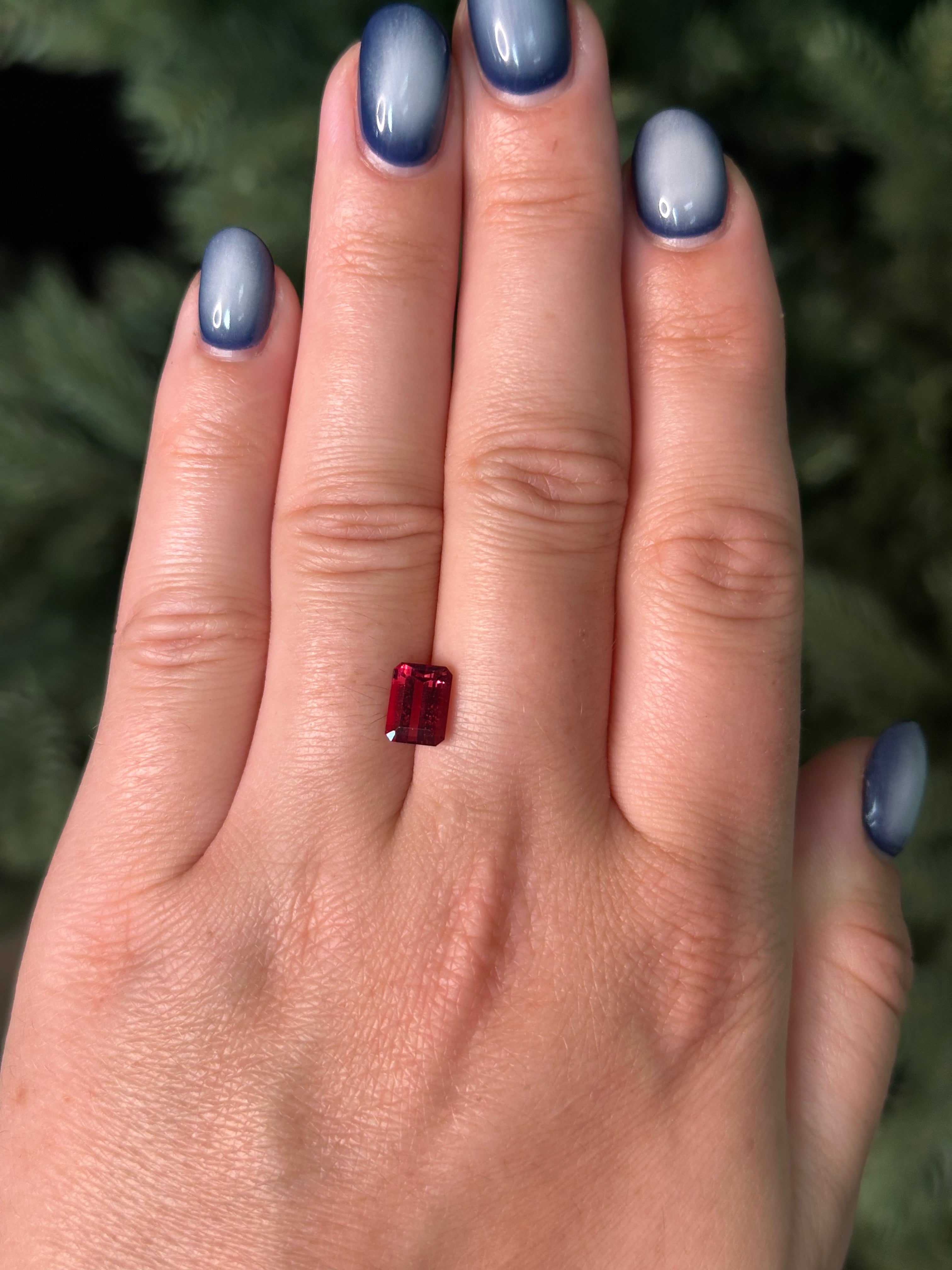 1.78ct 7.96x5.93x4.43mm EMERALD CUT RUBELLITE-Staghead Designs