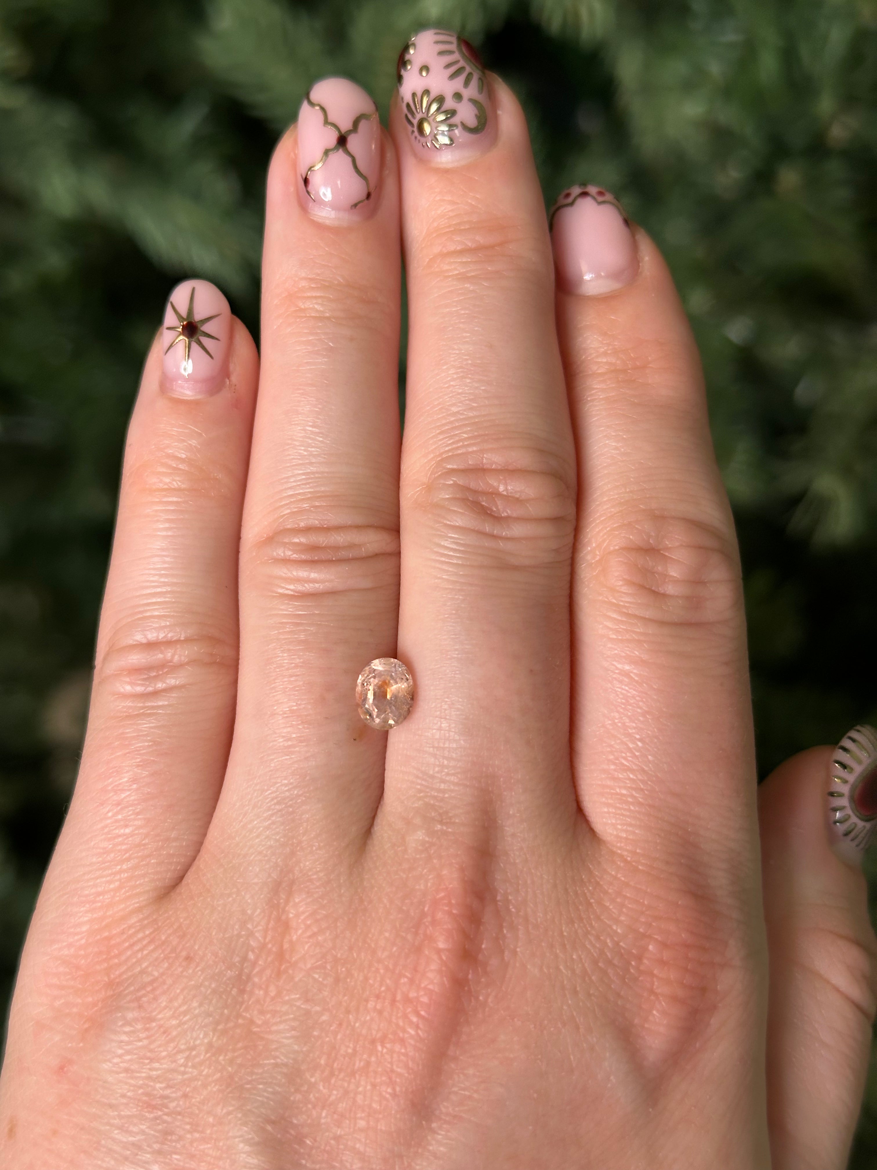 1.42ct 7.4x6x3.9mm OVAL BRILLIANT CUT PEACH SAPPHIRE-Staghead Designs