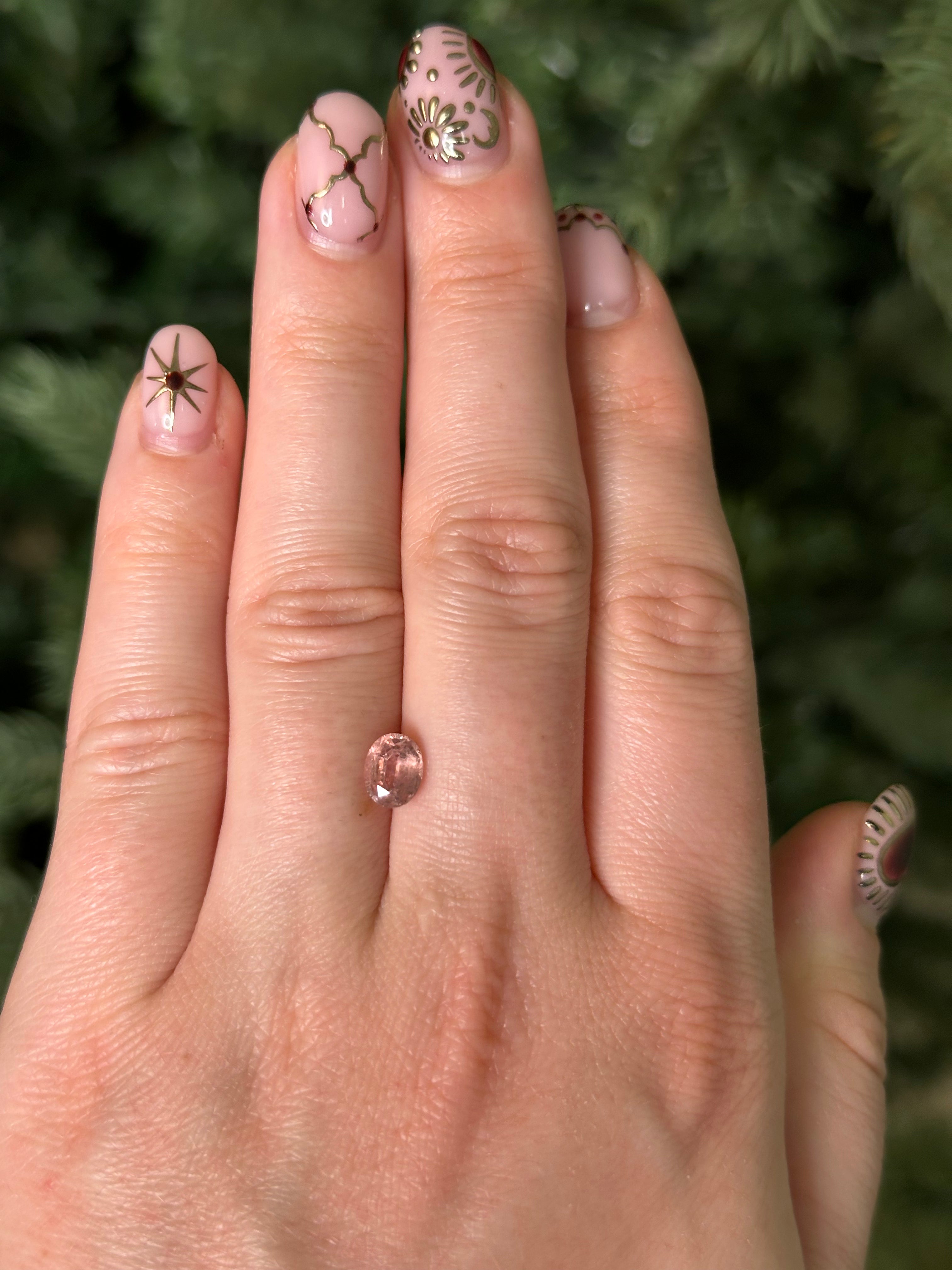 1.3ct 7x5.6x3.8mm OVAL BRILLIANT CUT PEACH SAPPHIRE-Staghead Designs