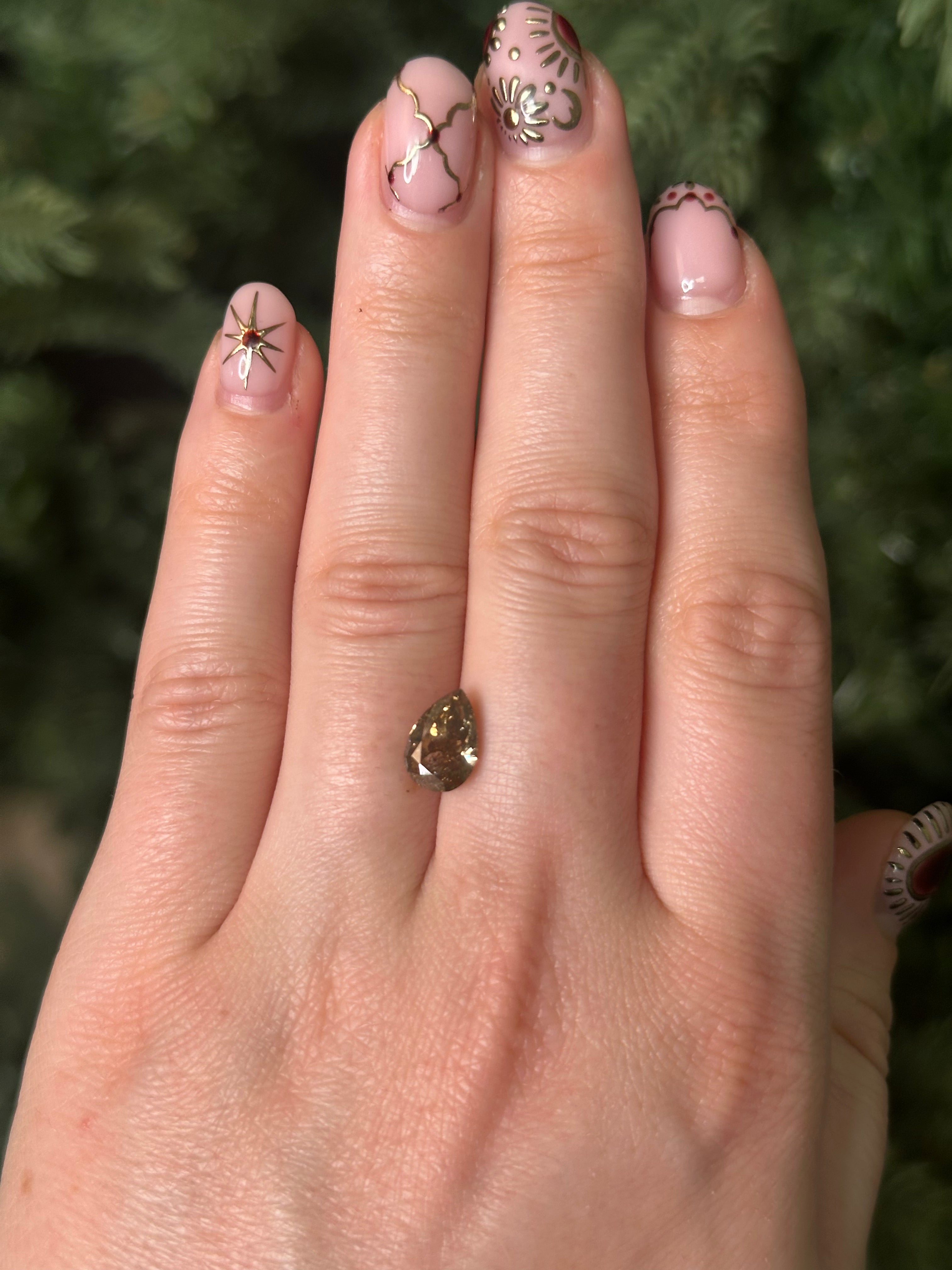 "DUCHESS" PEAR SHAPED CHAMPAGNE DIAMOND-Staghead Designs