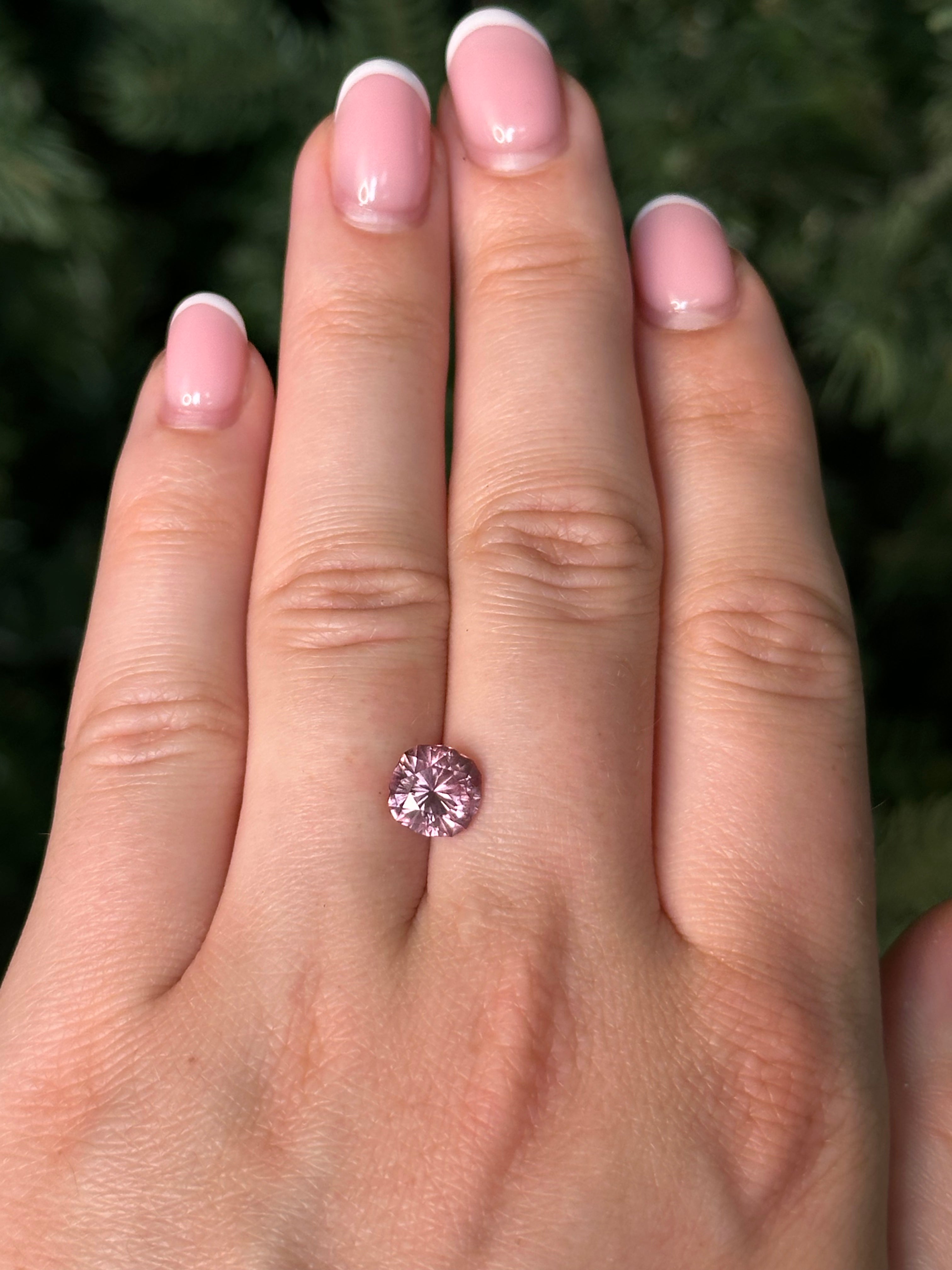 2.2ct 7.7x7.75x5mm CELESTIAL CUSHION CUT PINK DRAGON GARNET-Staghead Designs