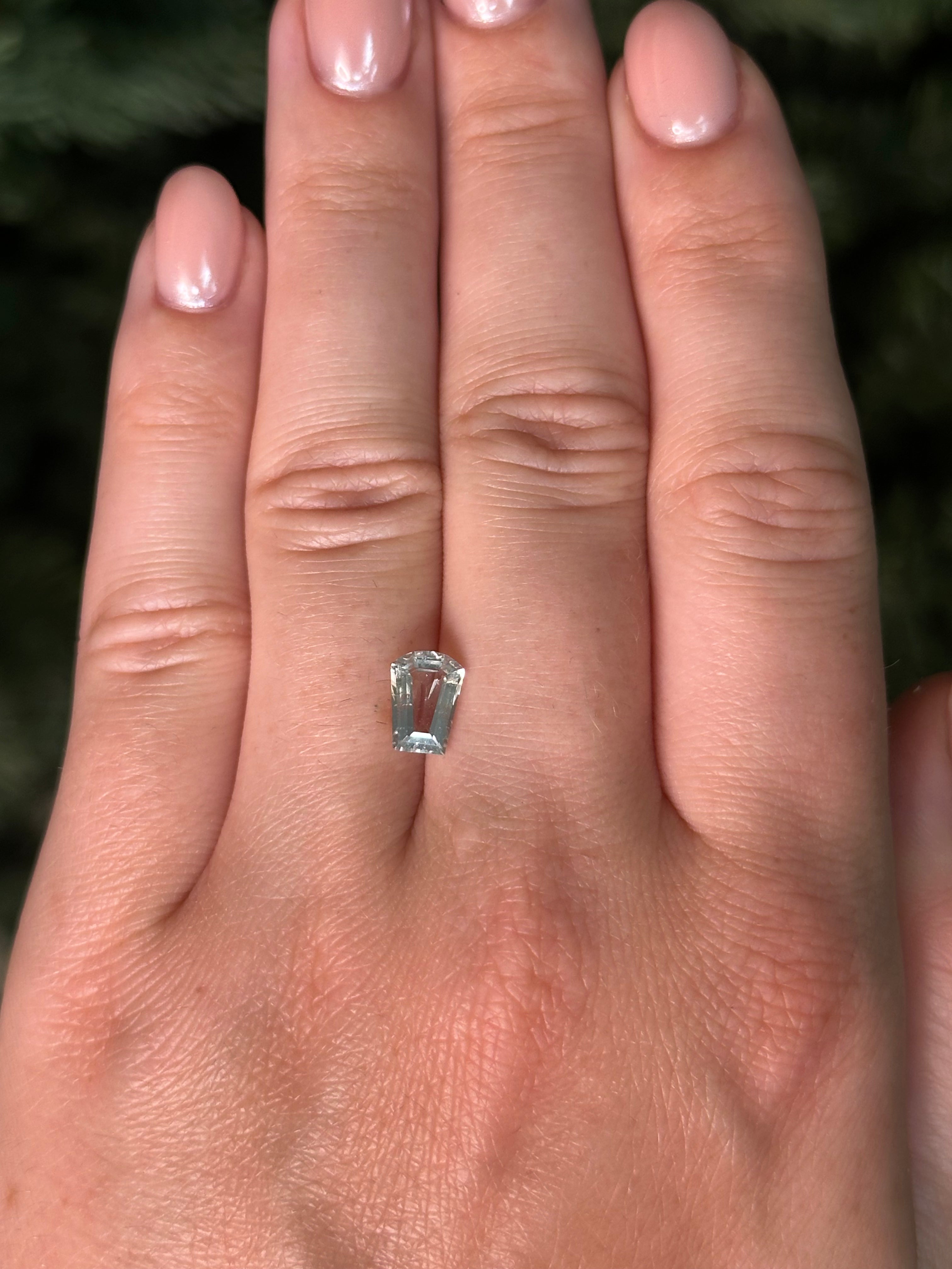 1.61ct 8.5x6x3.17mm GEOMETRIC SHIELD CUT NATURAL ICY TEAL SAPPHIRE-Staghead Designs