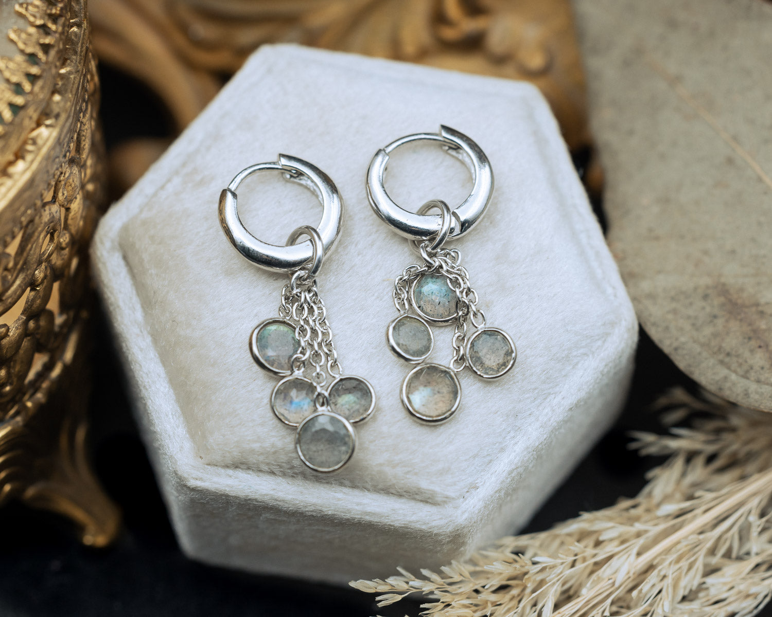 BELLA COLLECTION - BELLA DANGLE EARRINGS WITH LABRADORITE - BY JORGE REVILLA-Staghead Designs