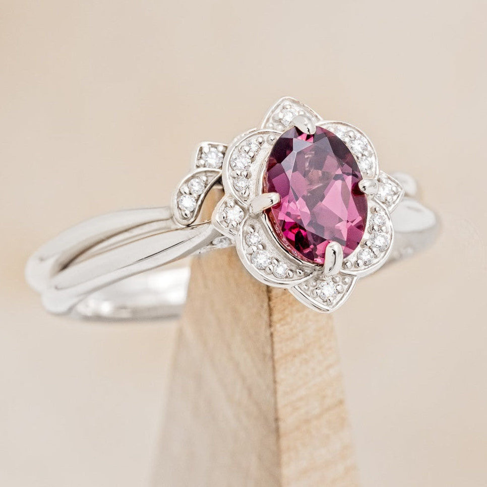 "JANE" - OVAL CUT ENGAGEMENT RING WITH DIAMOND ACCENTS-Staghead Designs