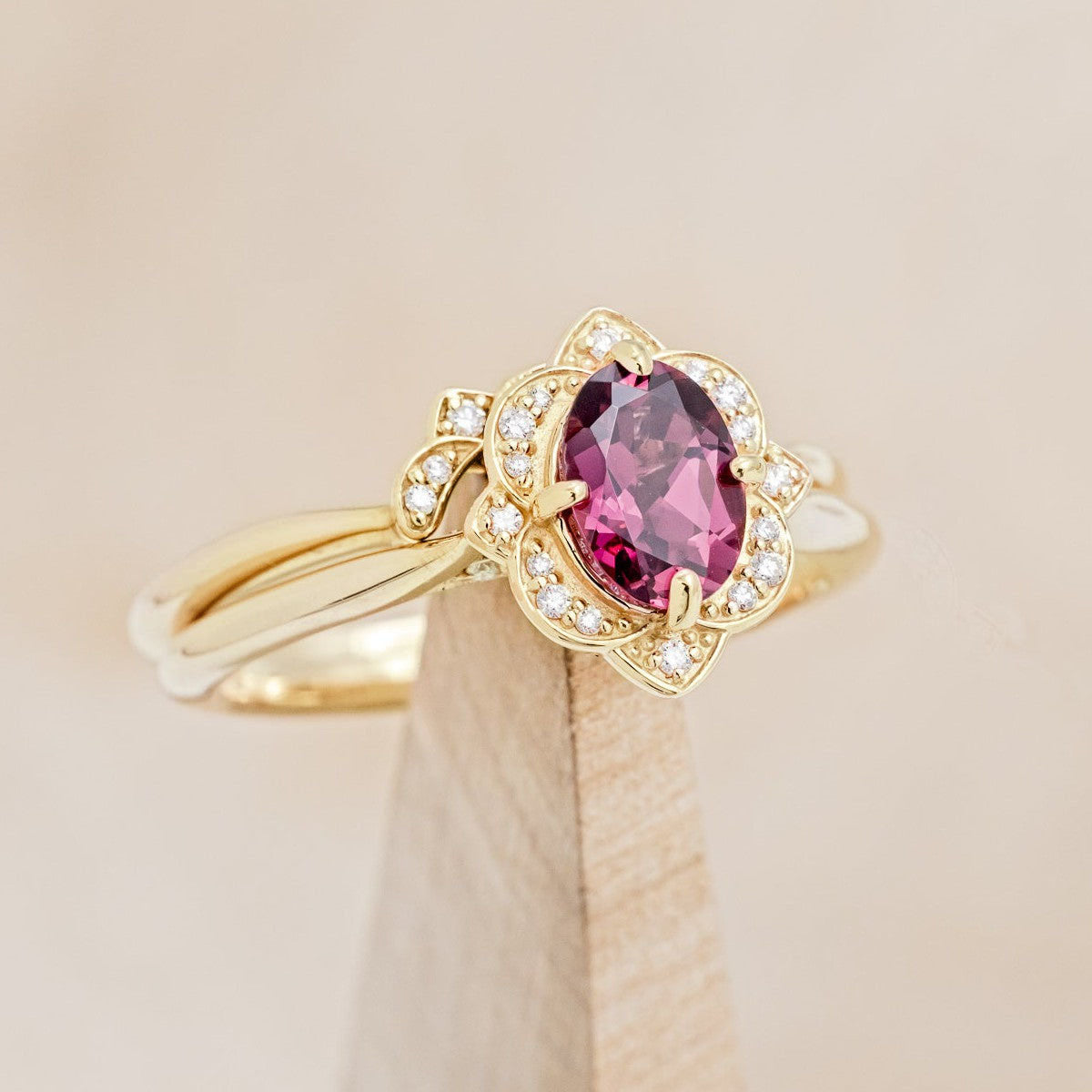 "JANE" - OVAL CUT ENGAGEMENT RING WITH DIAMOND ACCENTS-Staghead Designs