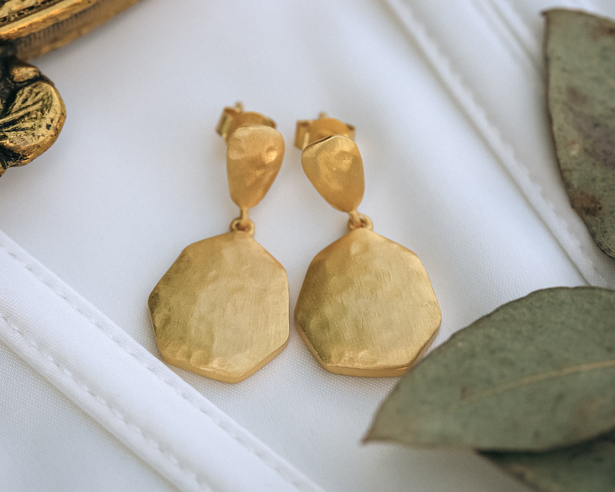 ESSENTIAL COLLECTION - HANDMADE 18K GOLD VERMEIL SILVER TEXTURED EARRINGS - BY JORGE REVILLA-1