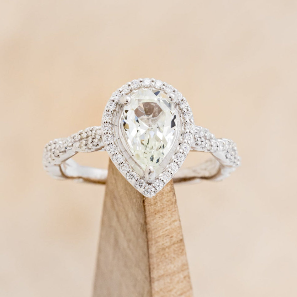 "KINLEY" - PEAR-SHAPED MOISSANITE ENGAGEMENT RING WITH DIAMOND HALO & ACCENTS-1