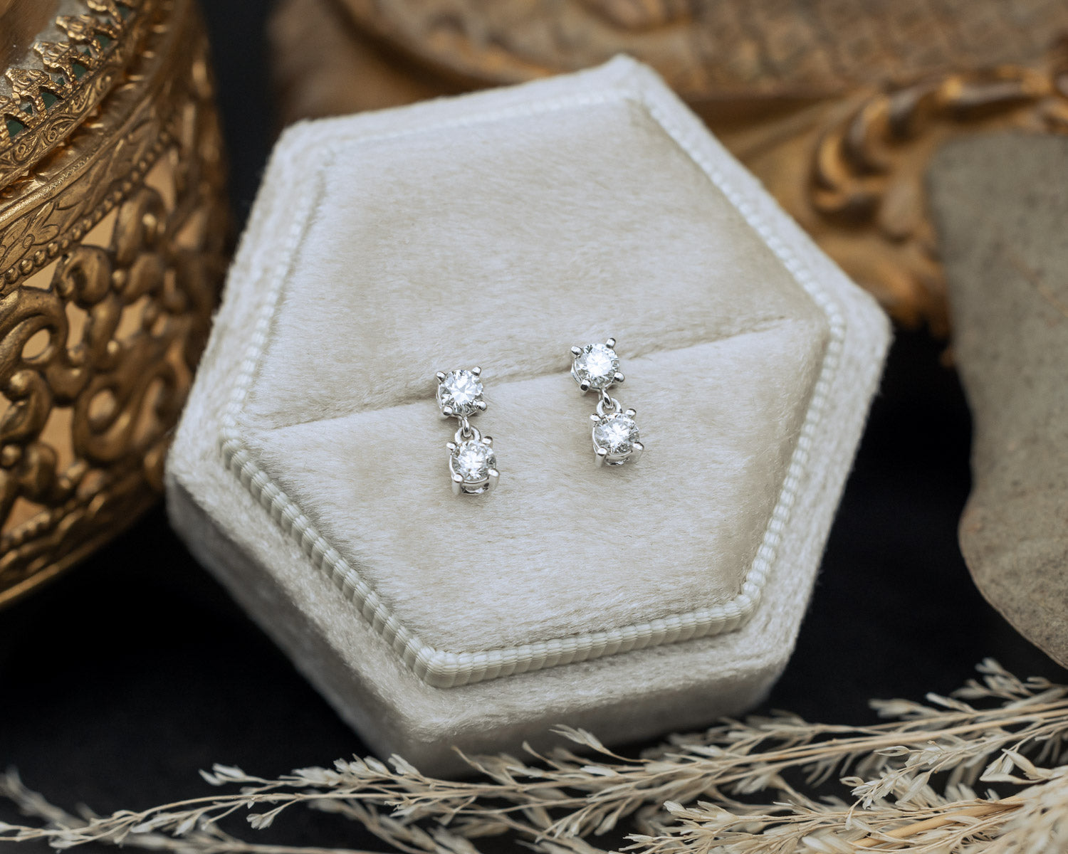 1/2 CTW LAB-GROWN DIAMOND TWO STONE EARRINGS-Staghead Designs