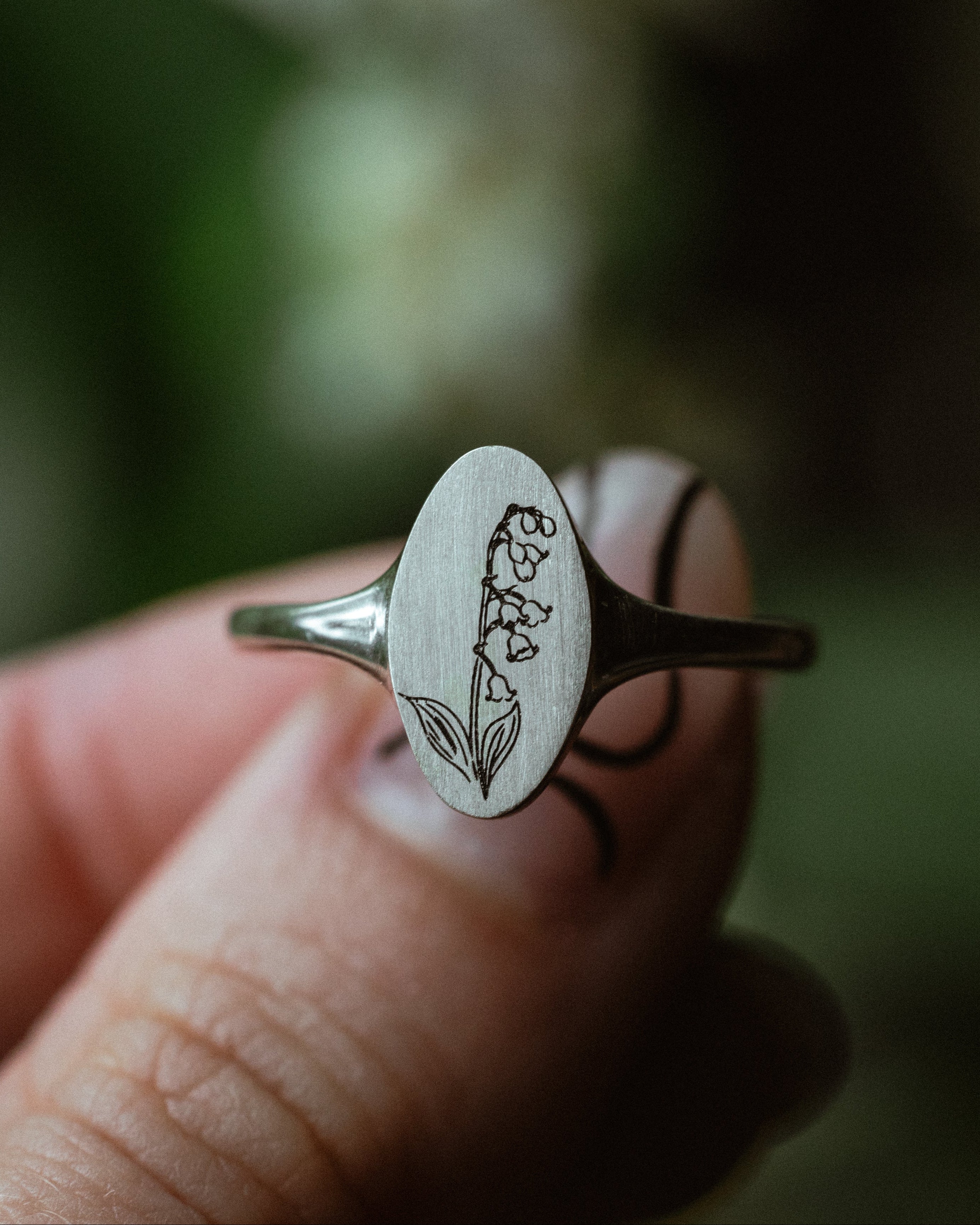 "LILY OF THE VALLEY" - ENGRAVABLE SIGNET RING-Staghead Designs