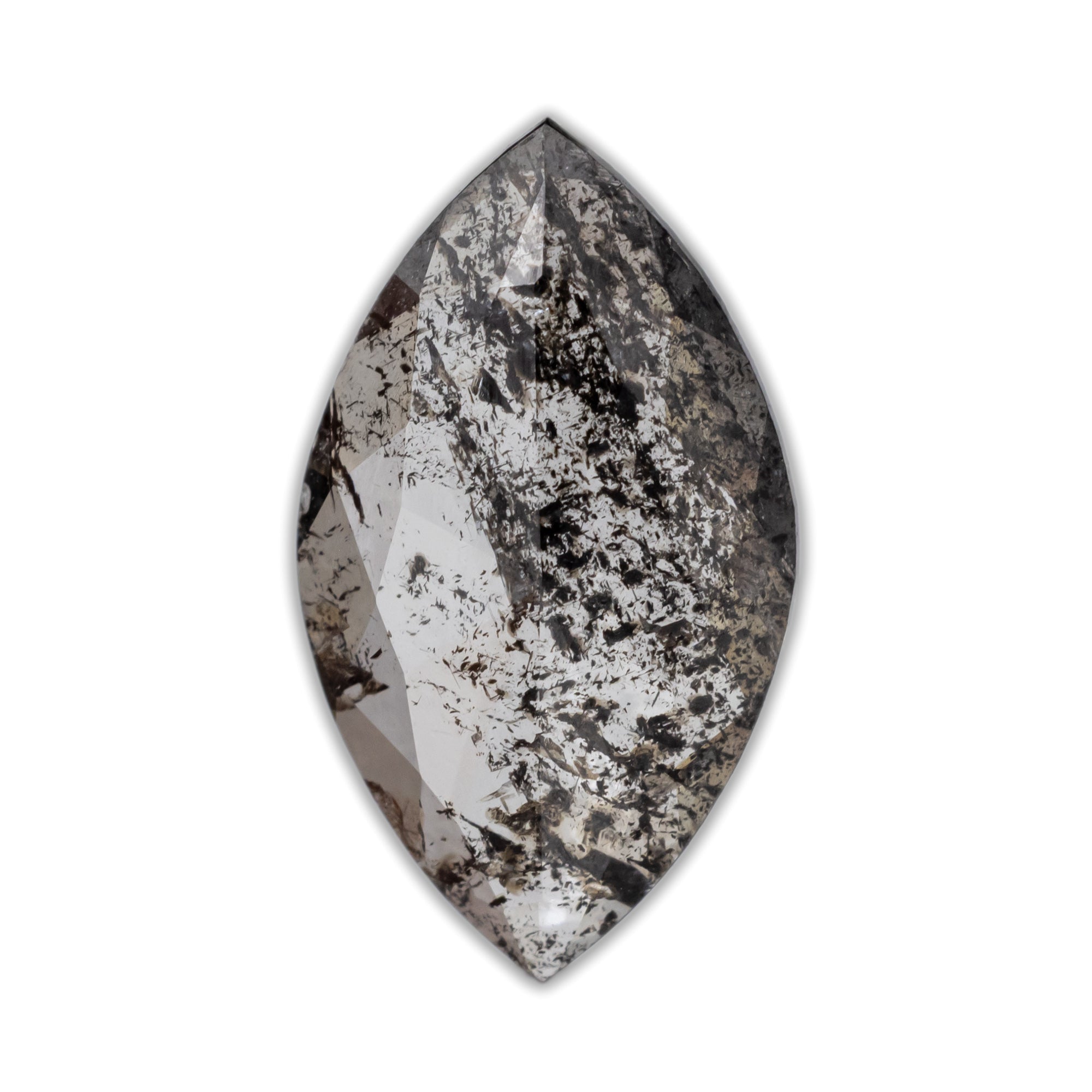Marquise cute salt & pepper diamond on white background