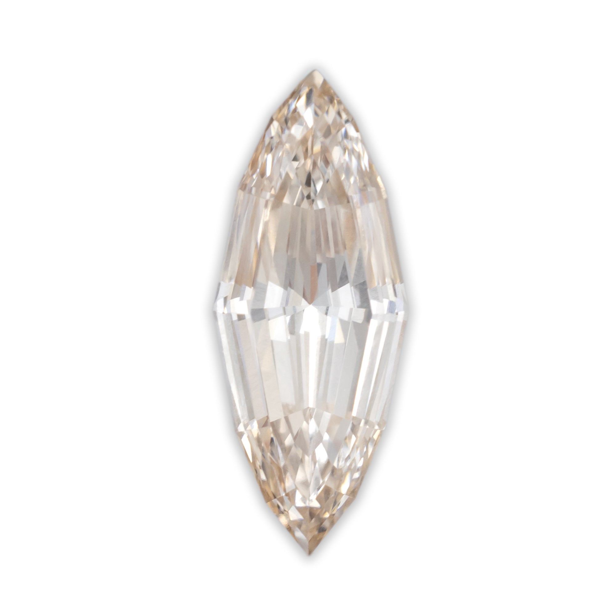 Marquise-shaped champagne diamond on a white background