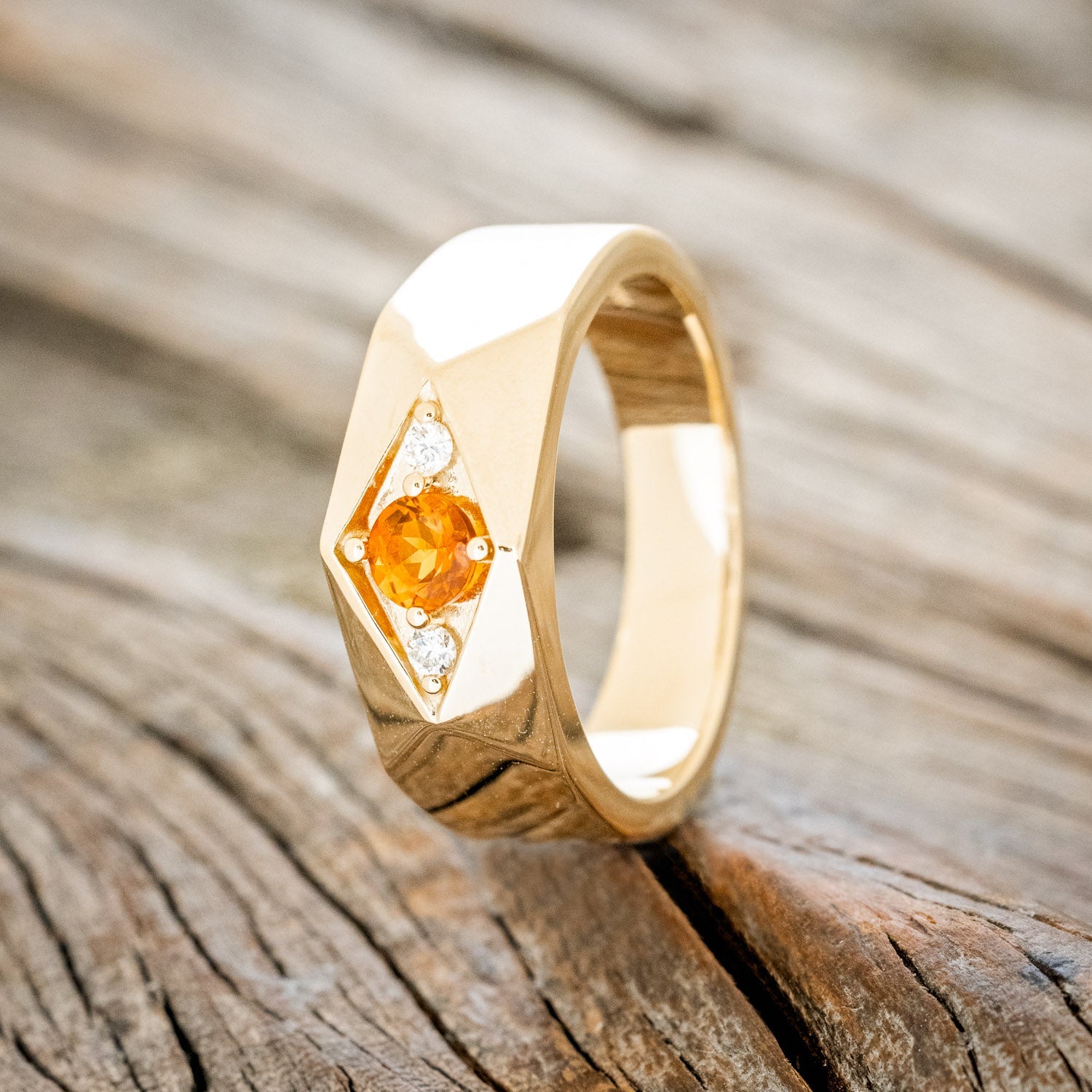 MEN'S CITRINE ENGAGEMENT RING WITH DIAMOND ACCENTS-1