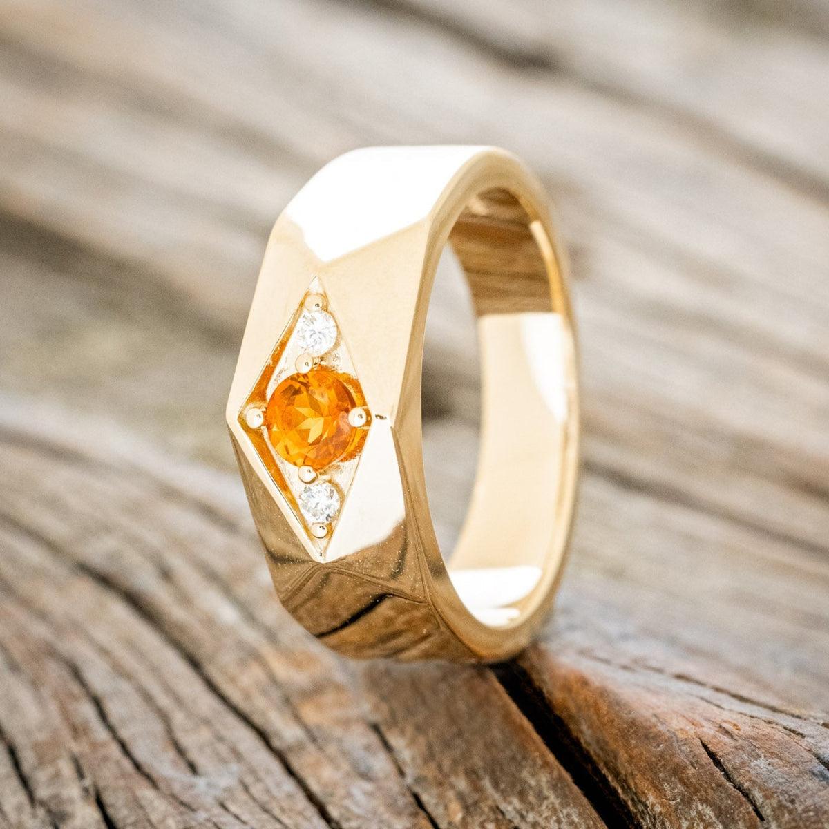 MEN'S CITRINE ENGAGEMENT RING WITH DIAMOND ACCENTS-1