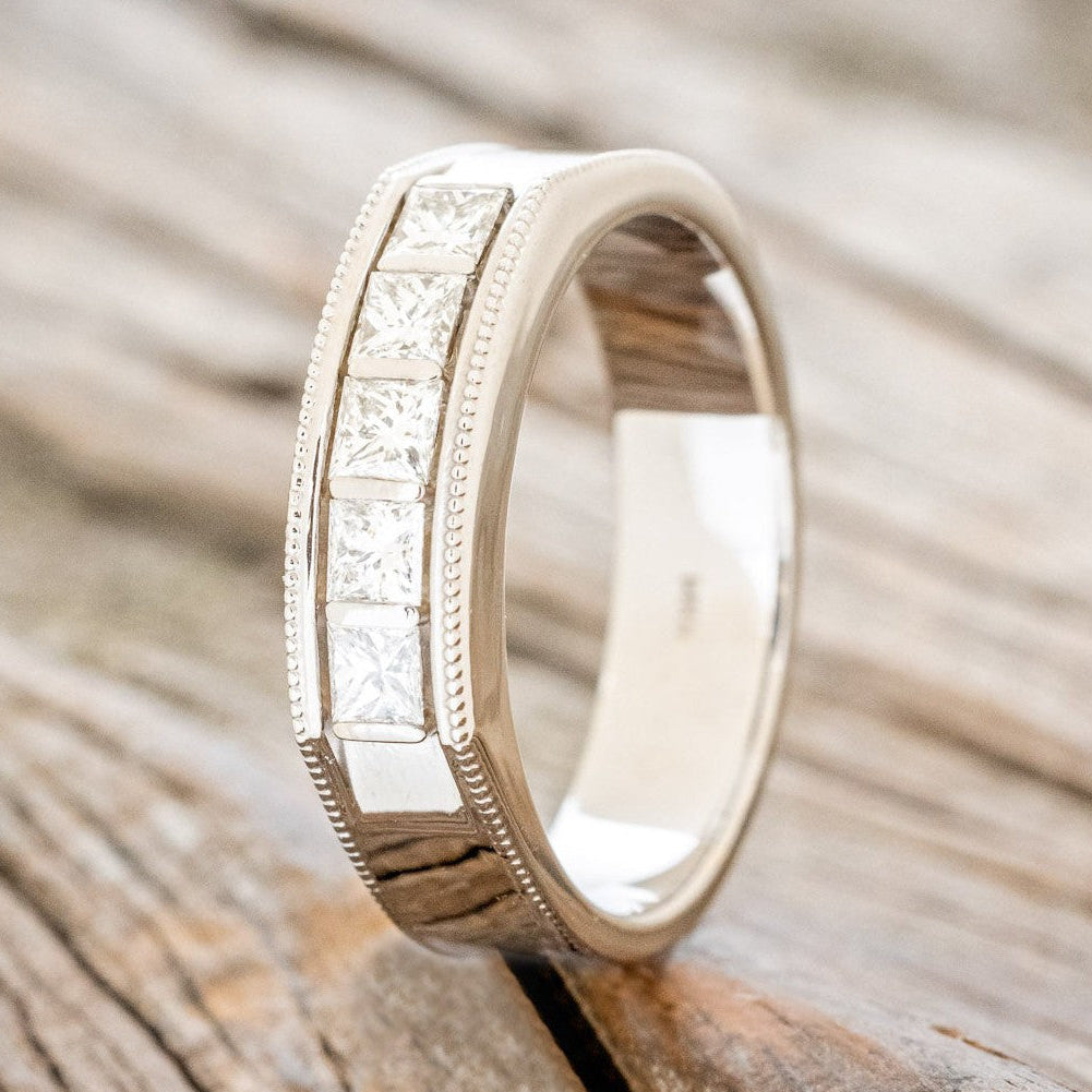 MILGRAIN PATTERN MEN'S ENGAGEMENT RING WITH DIAMOND ACCENTS-1