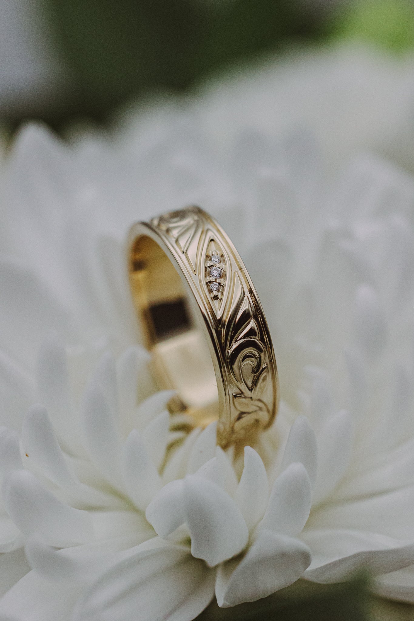 FLORAL FILIGREE MEN'S ENGAGEMENT RING WITH DIAMOND ACCENTS-4